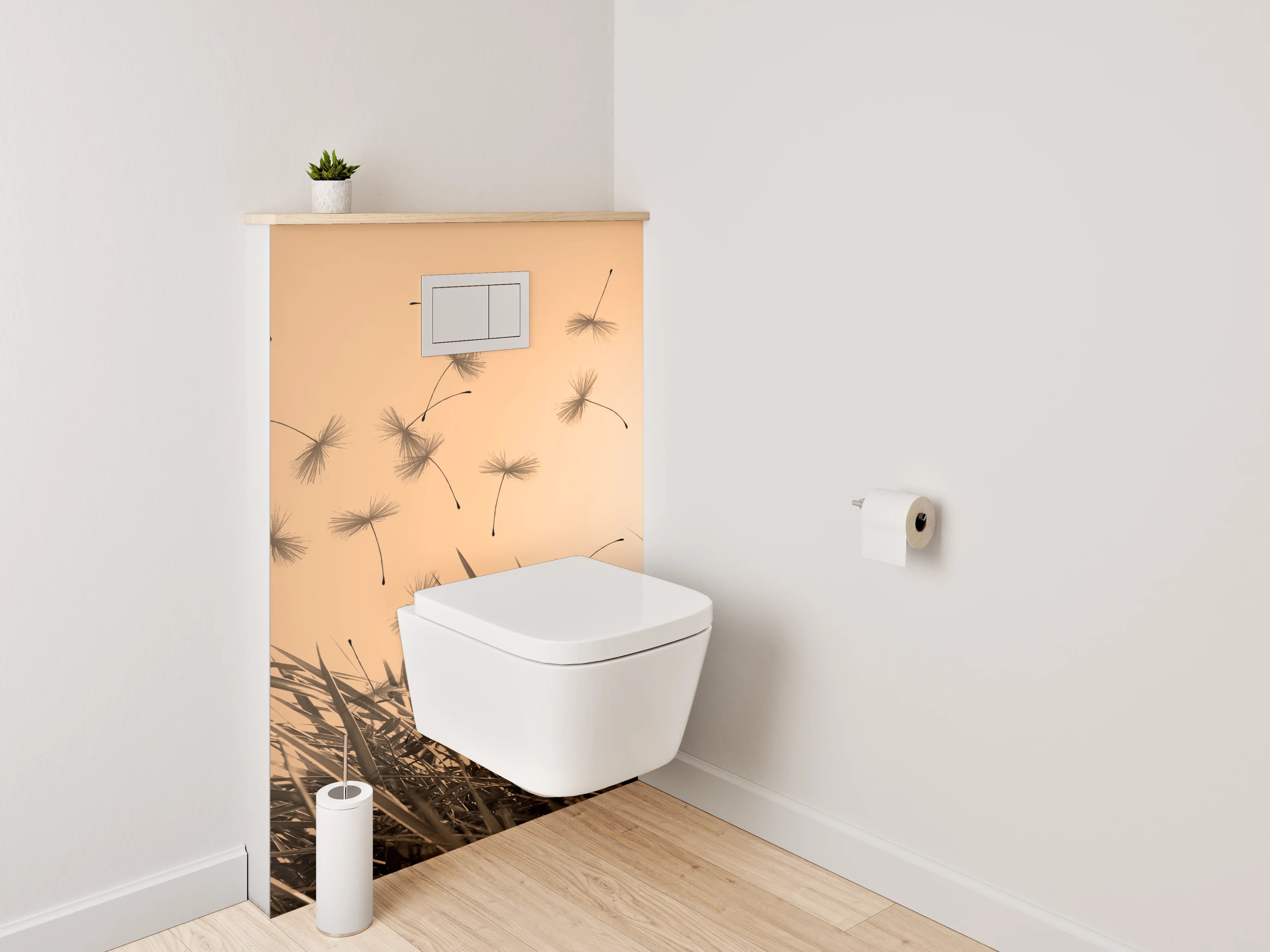 WC-Rückwand - Silberhauch auf Löwenzahn bei Dämmerung
