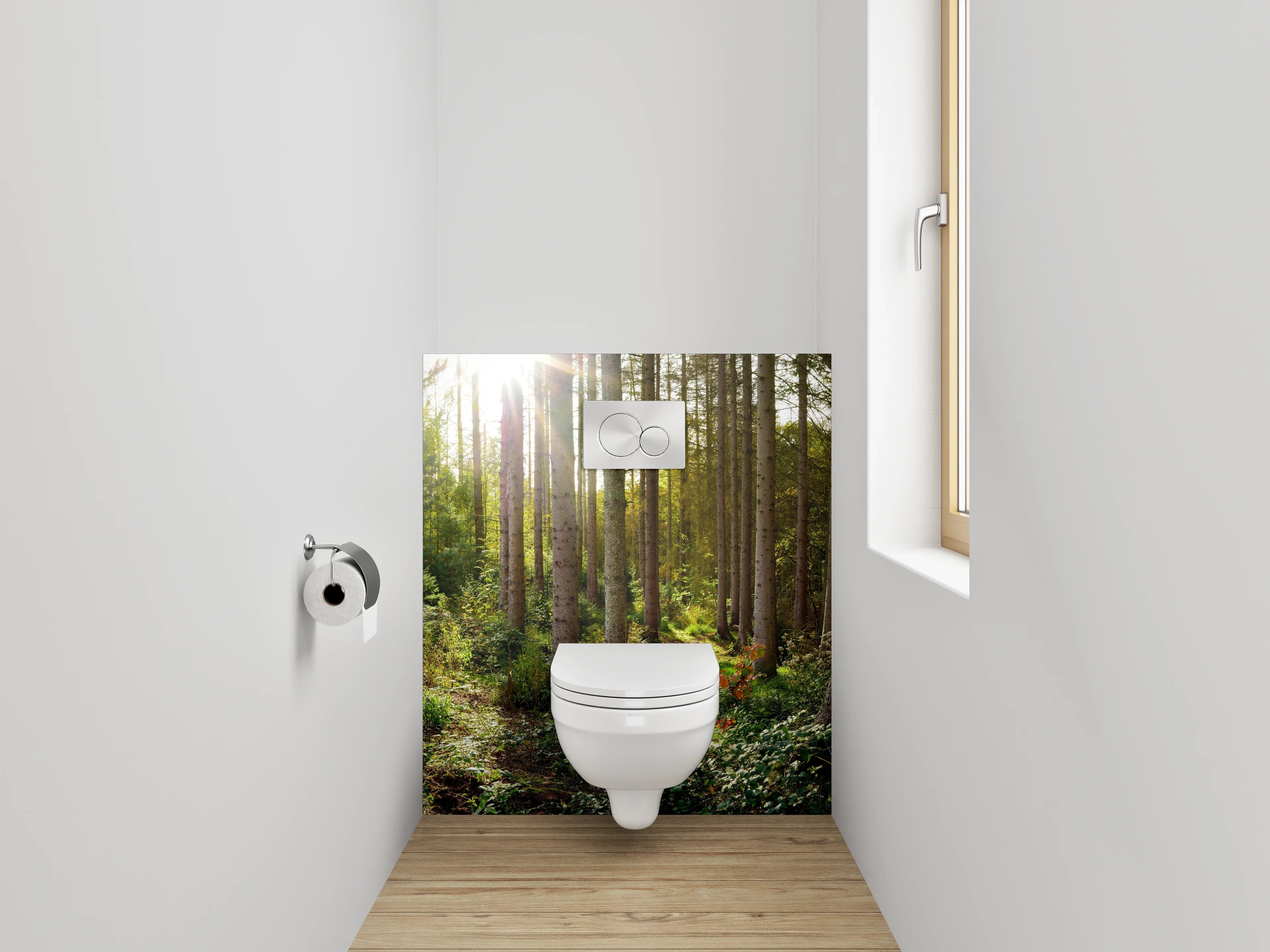 WC-Rückwand - Silberlicht zwischen grauen Blättern