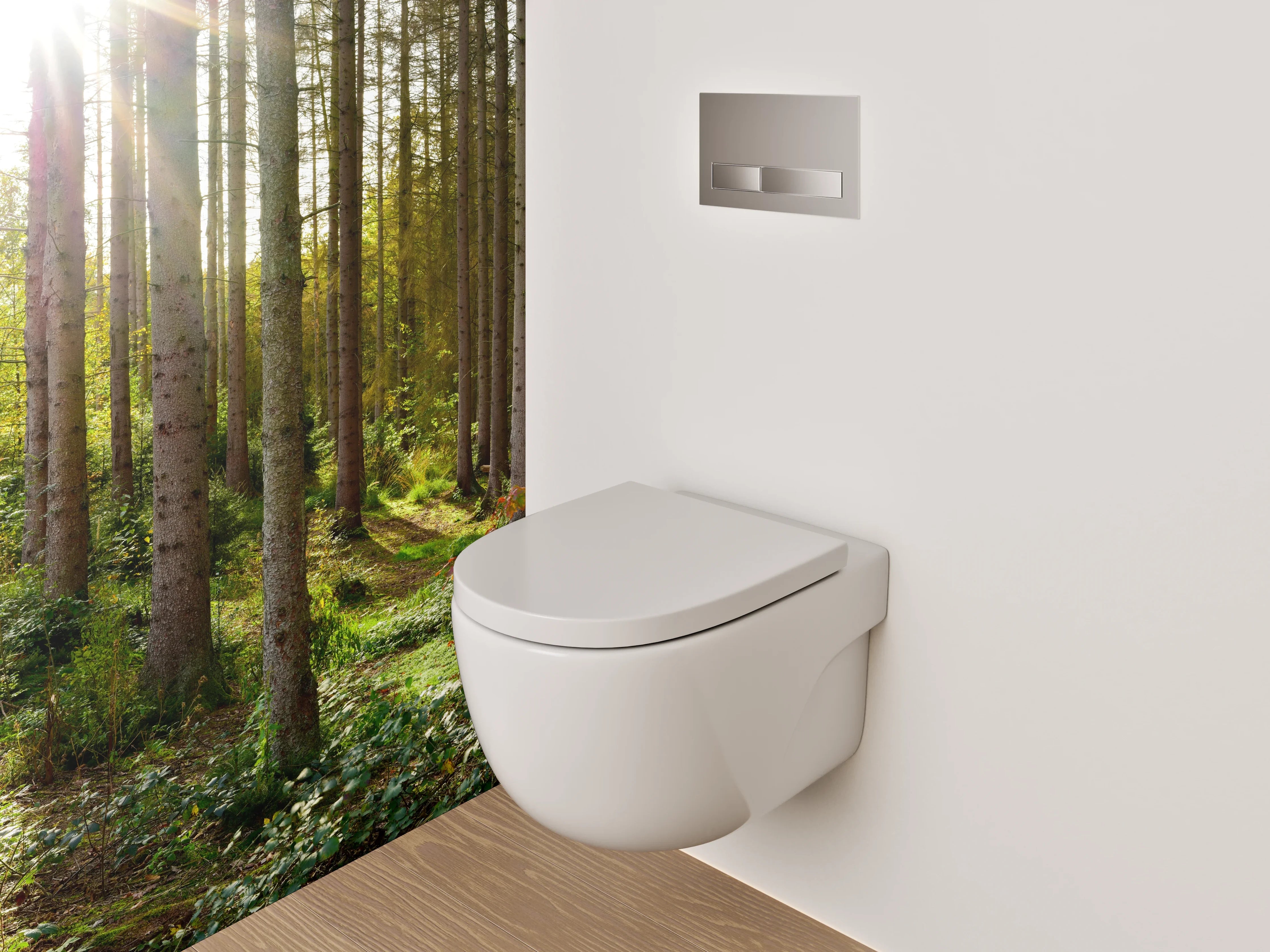 WC-Rückwand - Silberlicht zwischen grauen Blättern