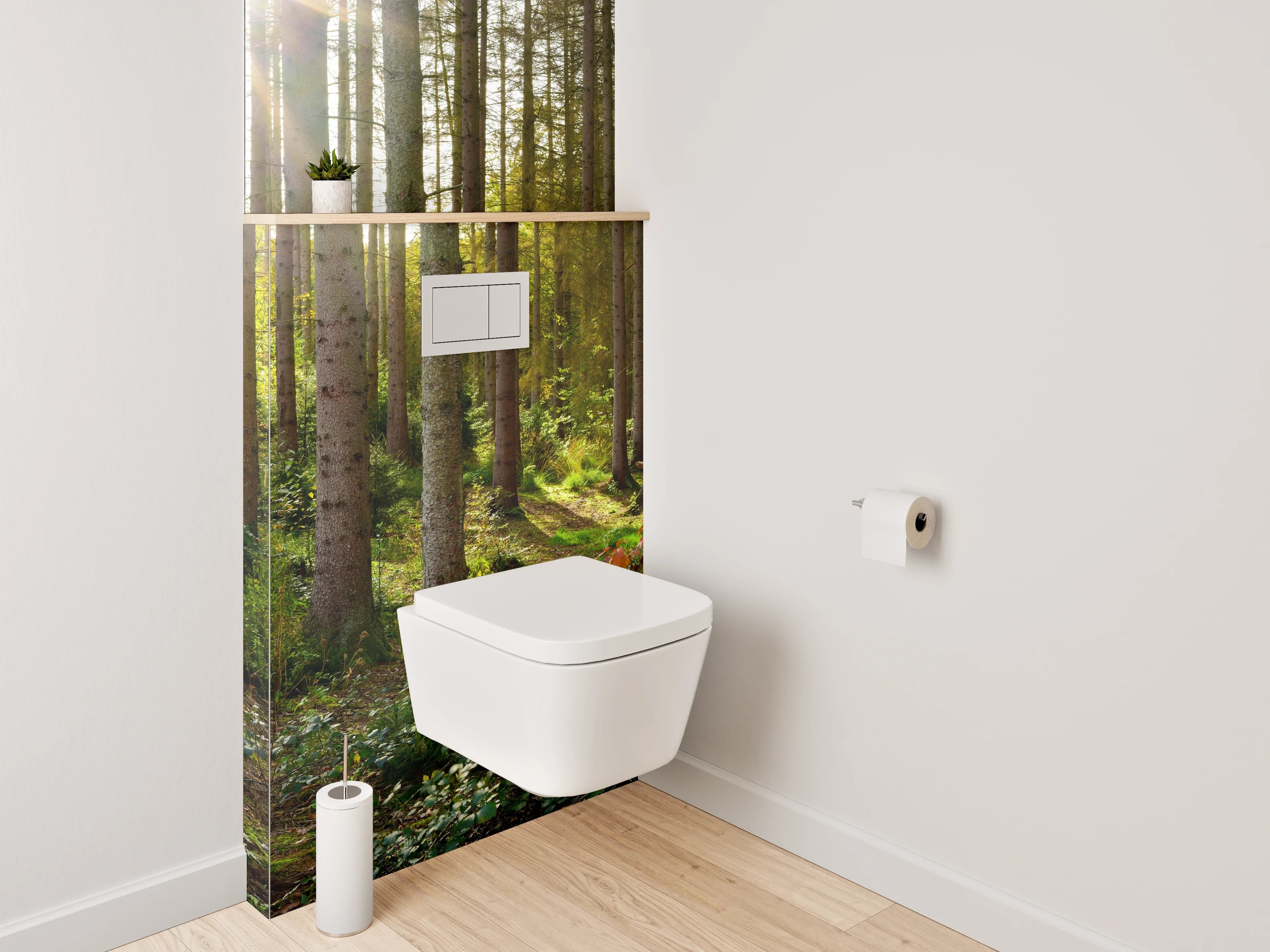 WC-Rückwand - Silberlicht zwischen grauen Blättern