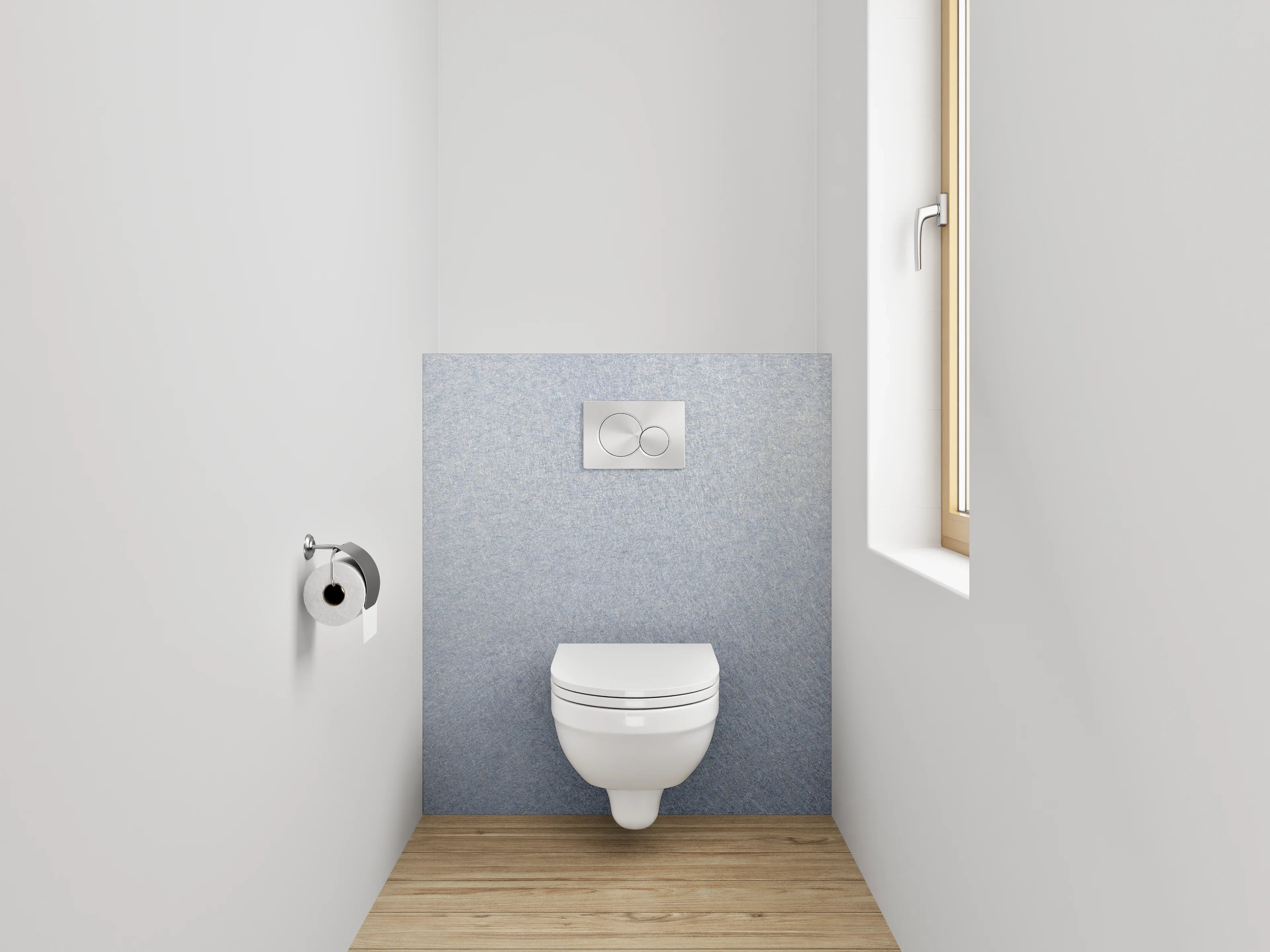 WC-Rückwand - Silberne Metallic-Oberfläche puristisch