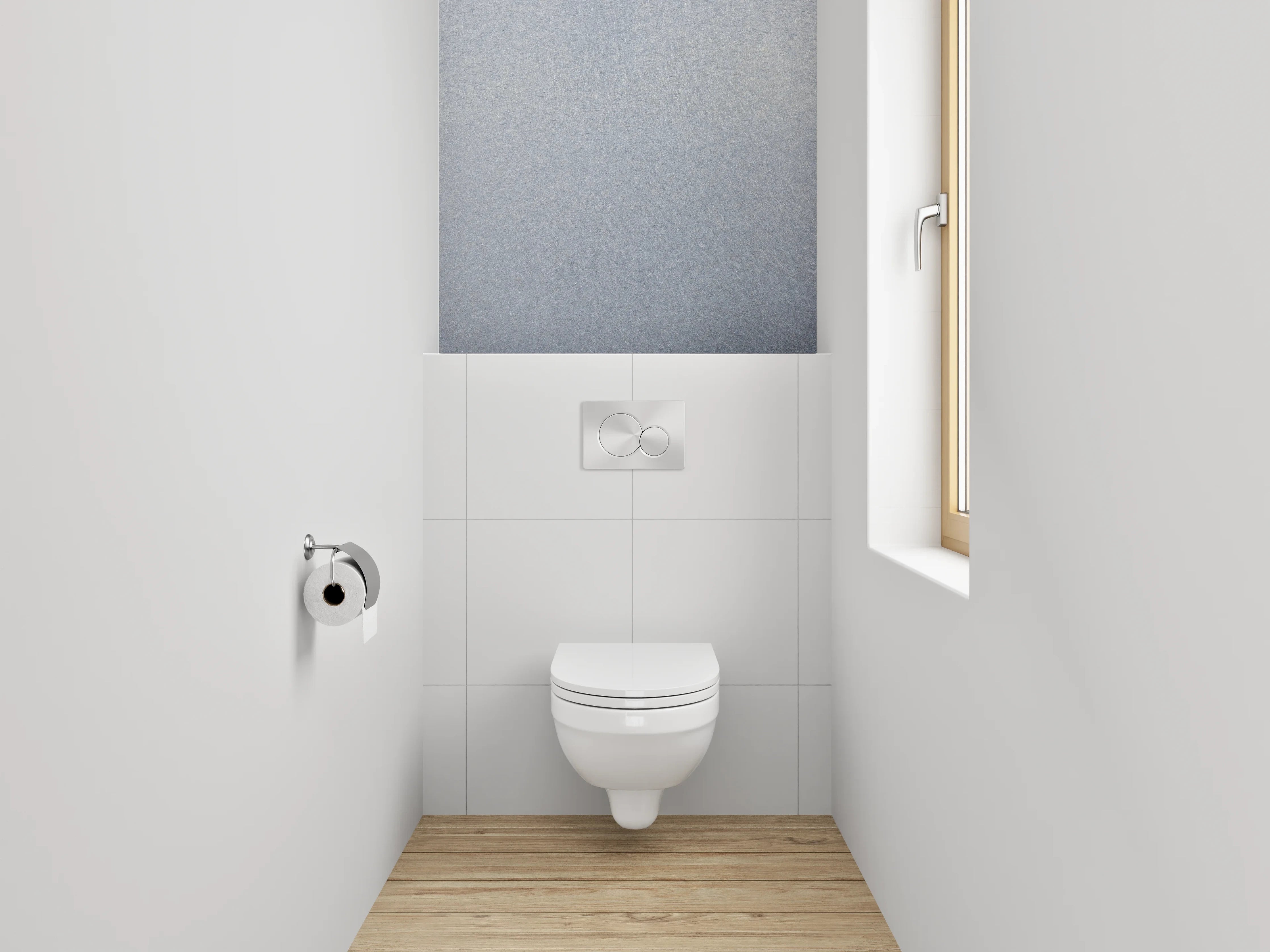 WC-Rückwand - Silberne Metallic-Oberfläche puristisch