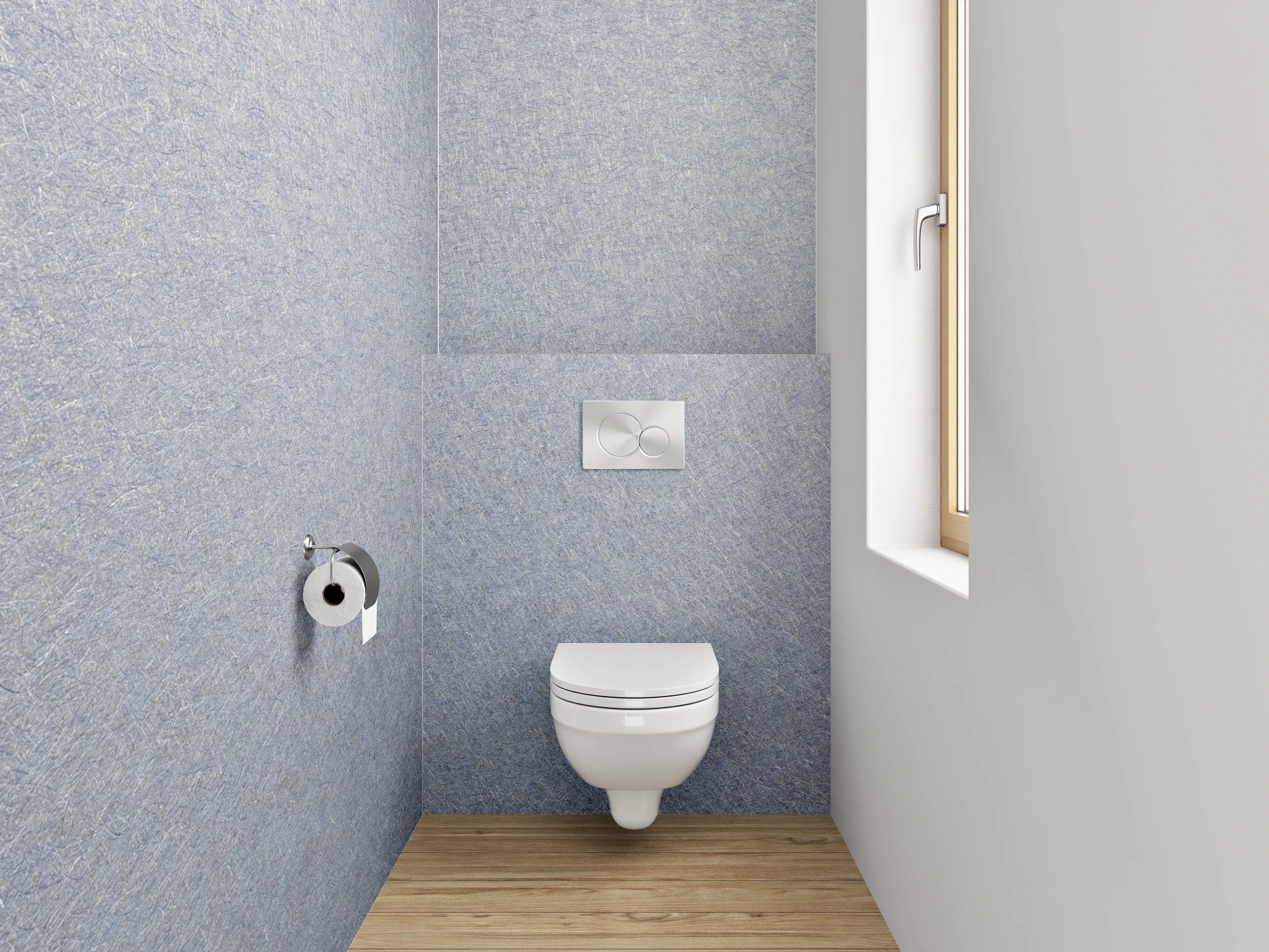 WC-Rückwand - Silberne Metallic-Oberfläche puristisch