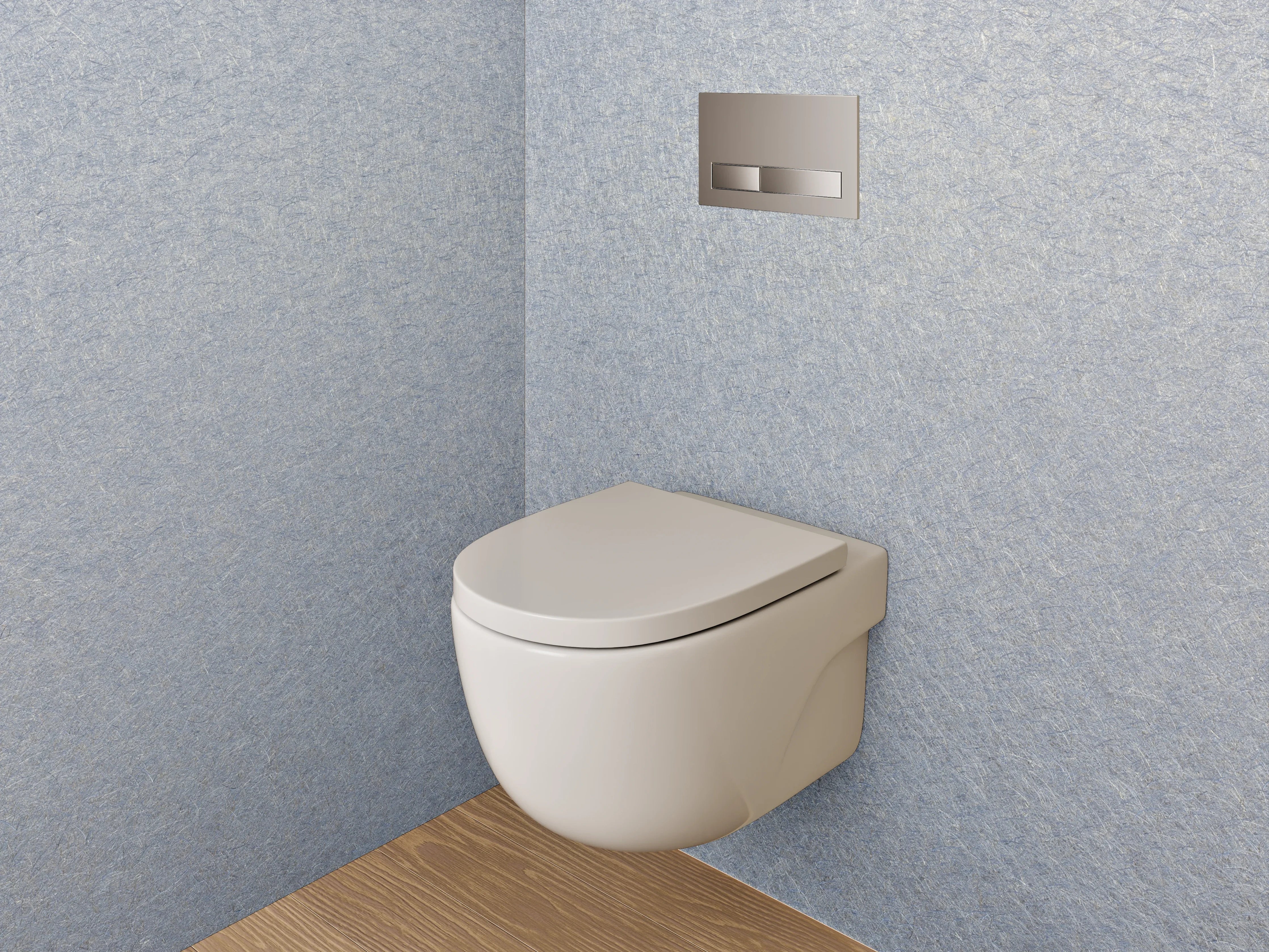 WC-Rückwand - Silberne Metallic-Oberfläche puristisch