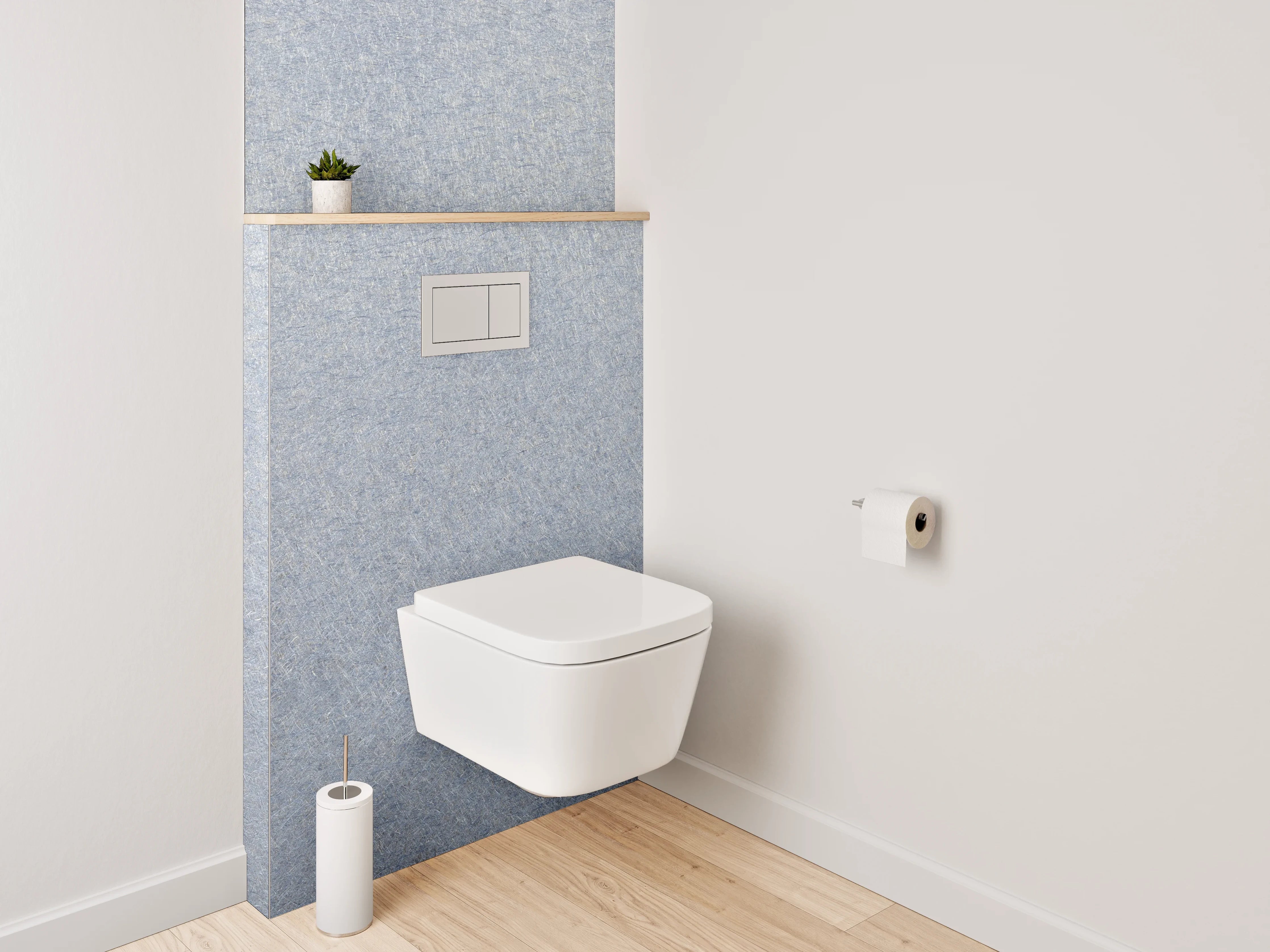 WC-Rückwand - Silberne Metallic-Oberfläche puristisch