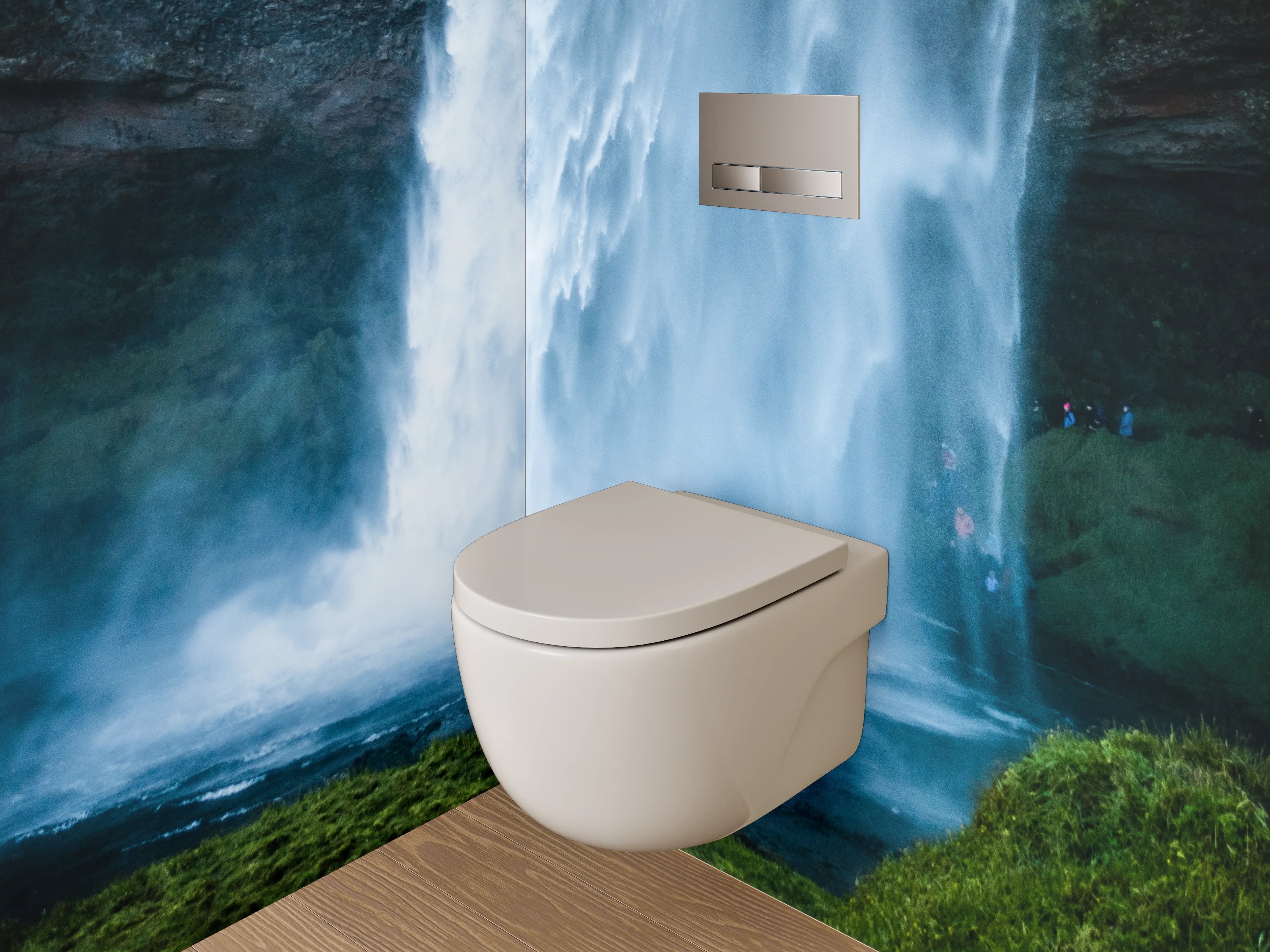 WC-Rückwand - Silberne Wasserträume im Nebelwald