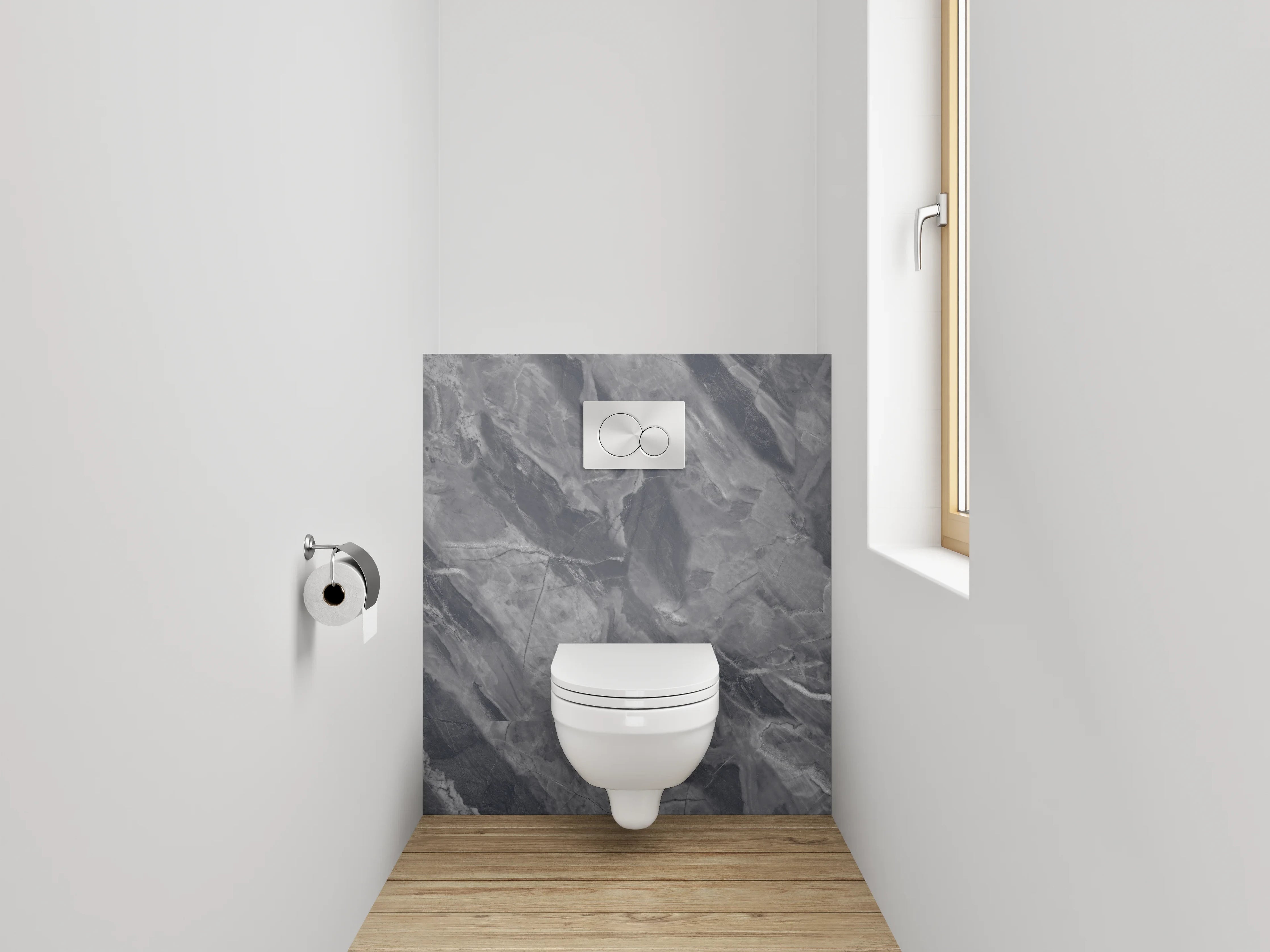 WC-Rückwand - Silberweiß-Marmor-Optik