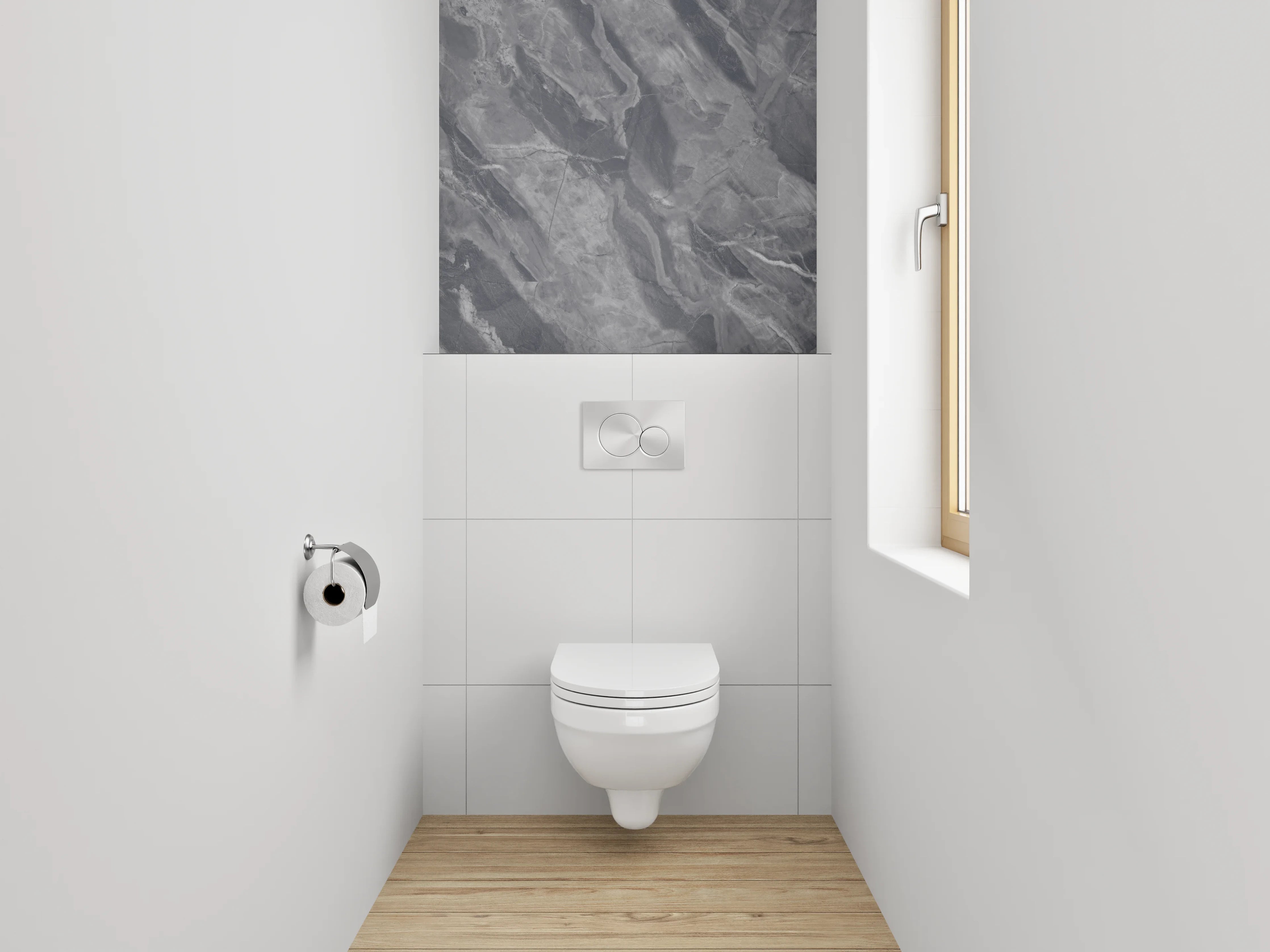 WC-Rückwand - Silberweiß-Marmor-Optik