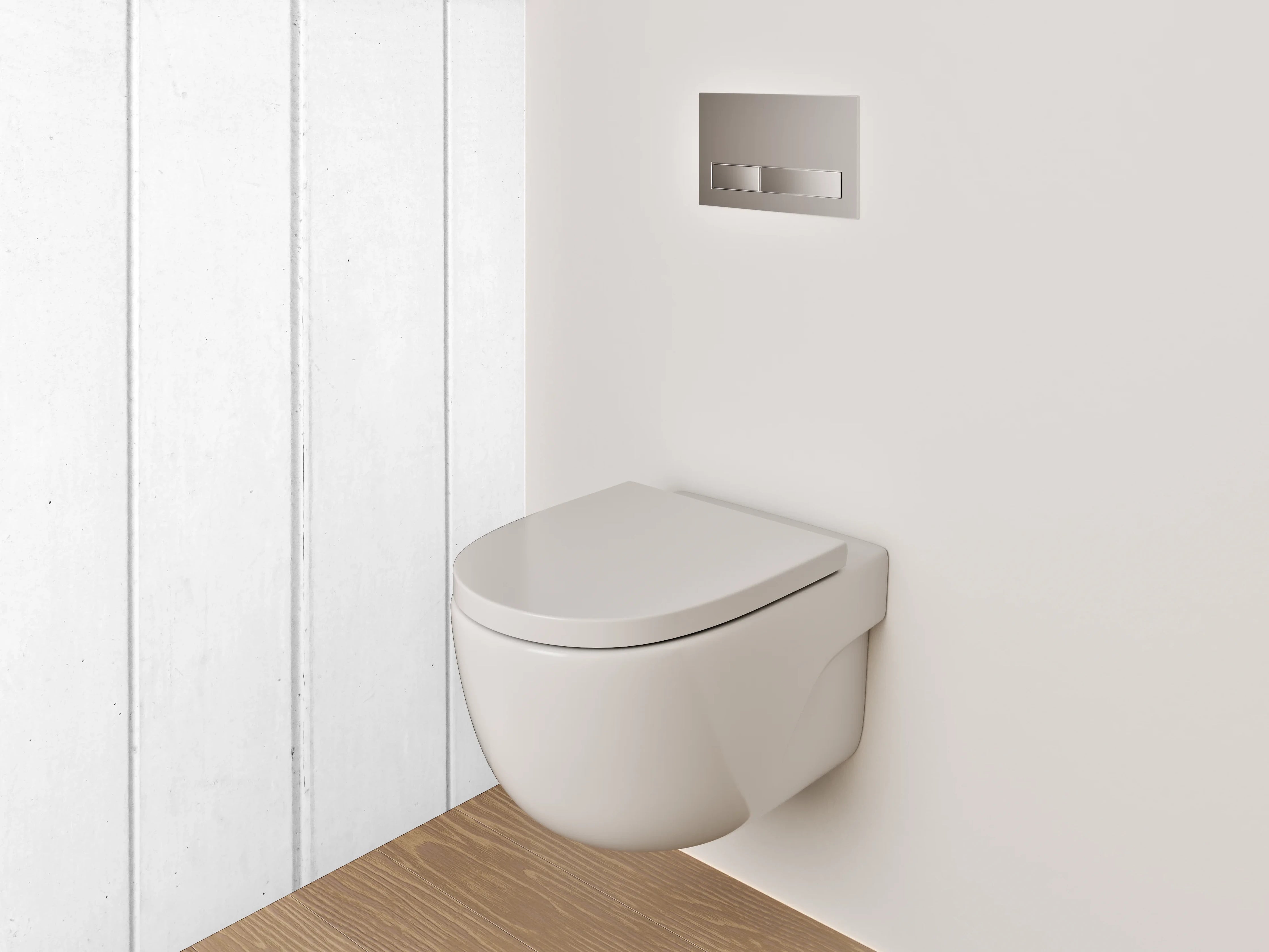 WC-Rückwand - Skandinavisch weiße Holzoptik-Paneele