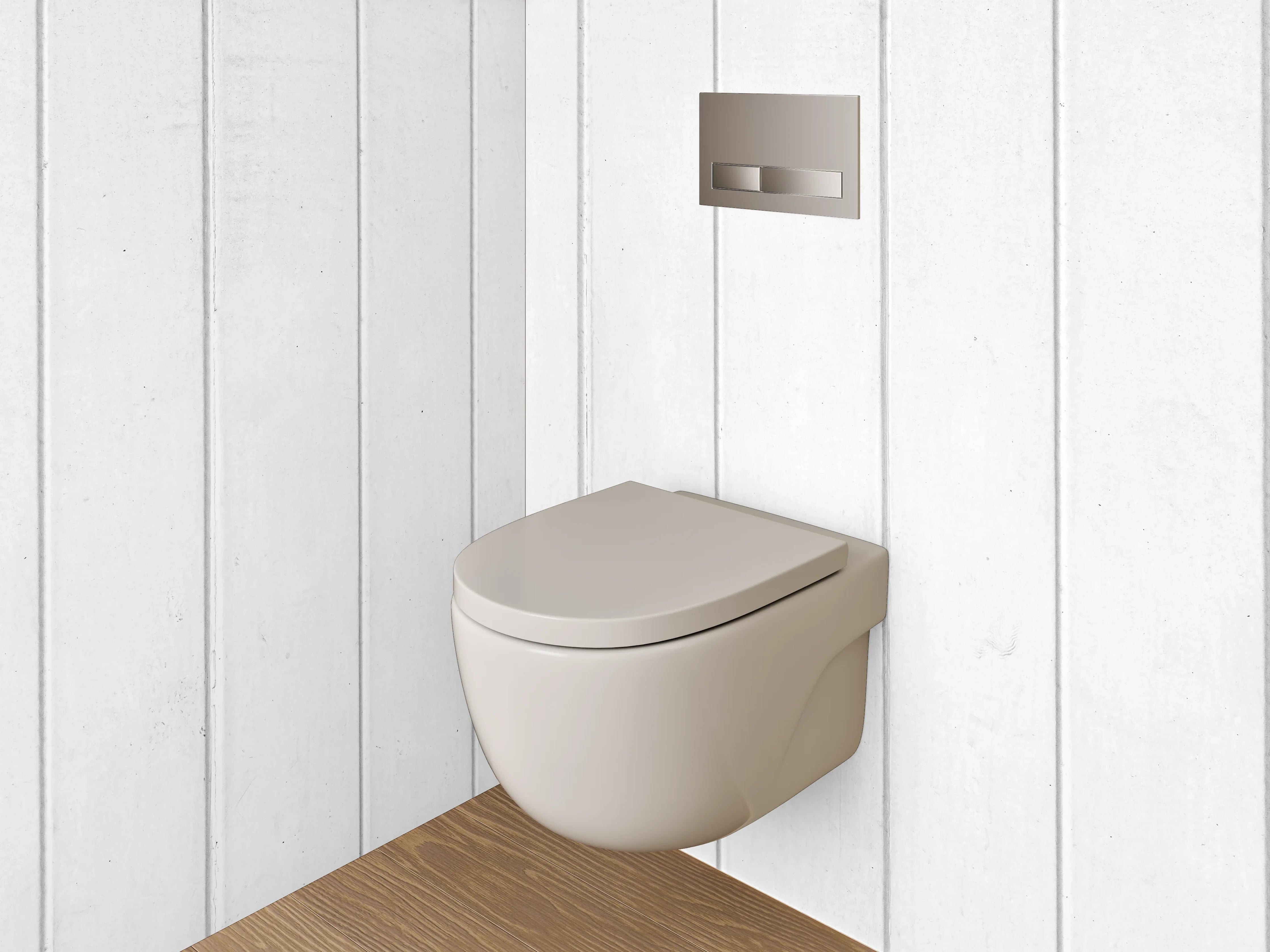 WC-Rückwand - Skandinavisch weiße Holzoptik-Paneele
