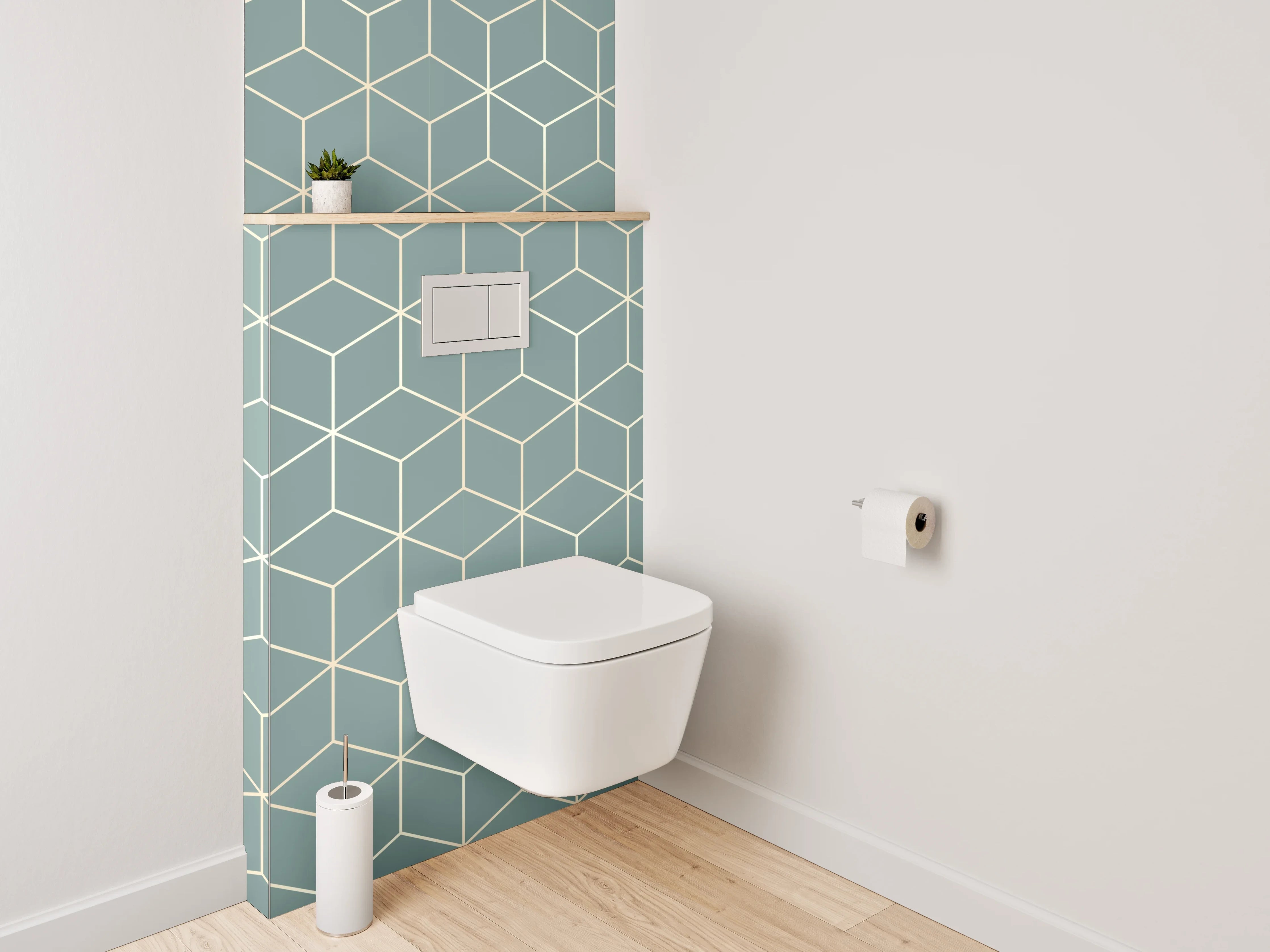 WC-Rückwand - Skandinavisches Geometrie-Muster Hellblau