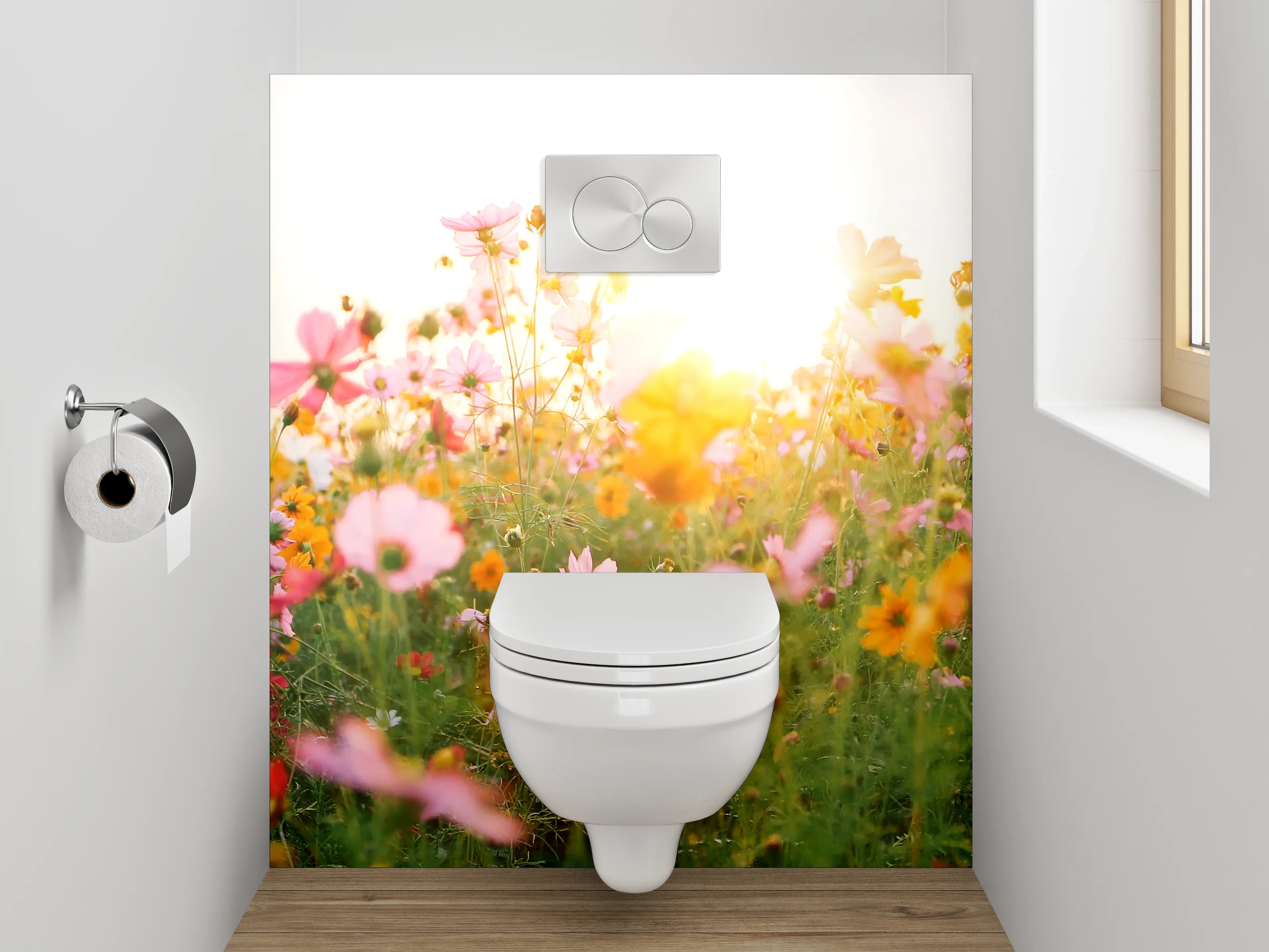 WC-Rückwand - Sommerliche Blumenwiese im Sonnenlicht