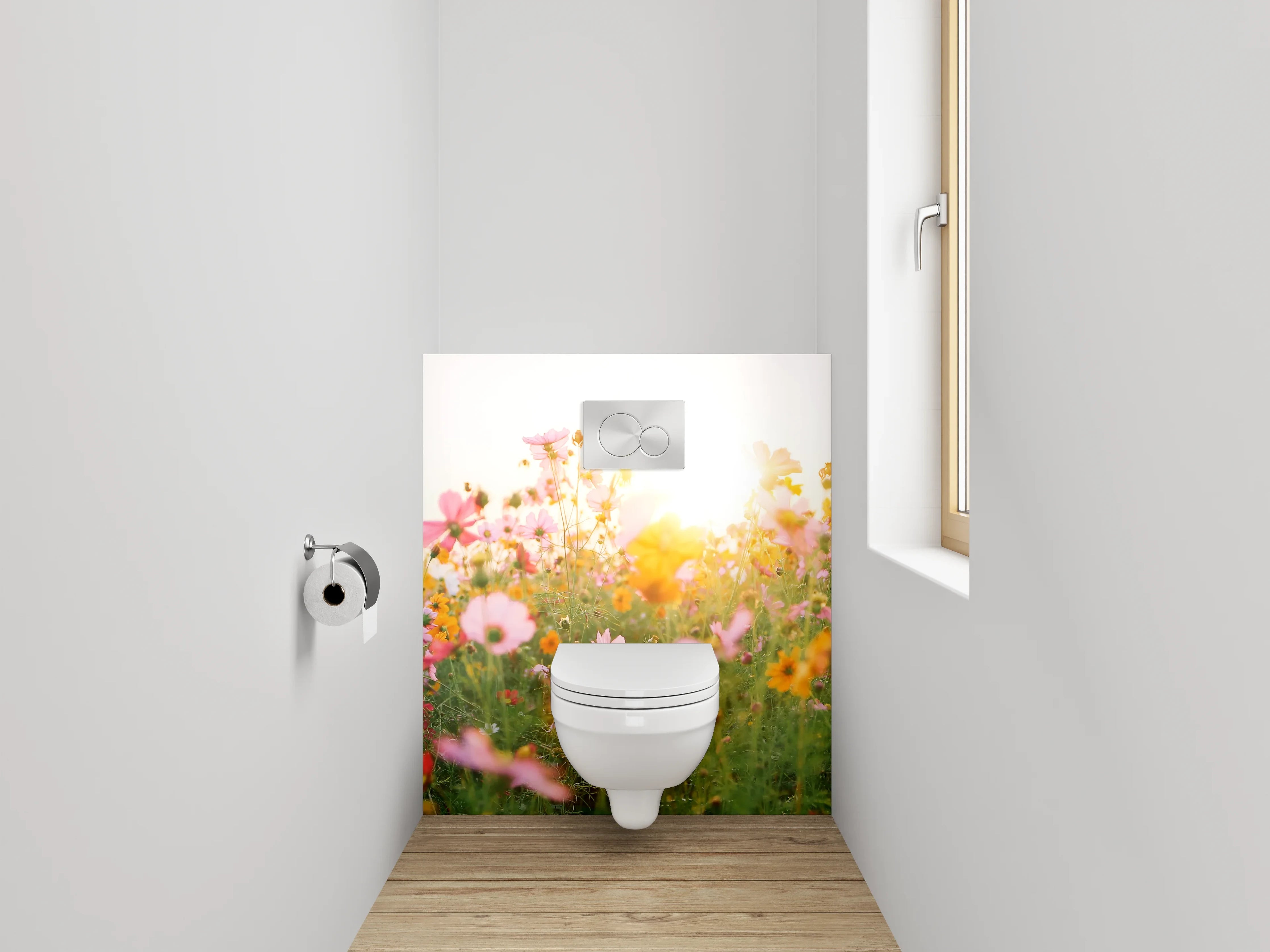 WC-Rückwand - Sommerliche Blumenwiese im Sonnenlicht