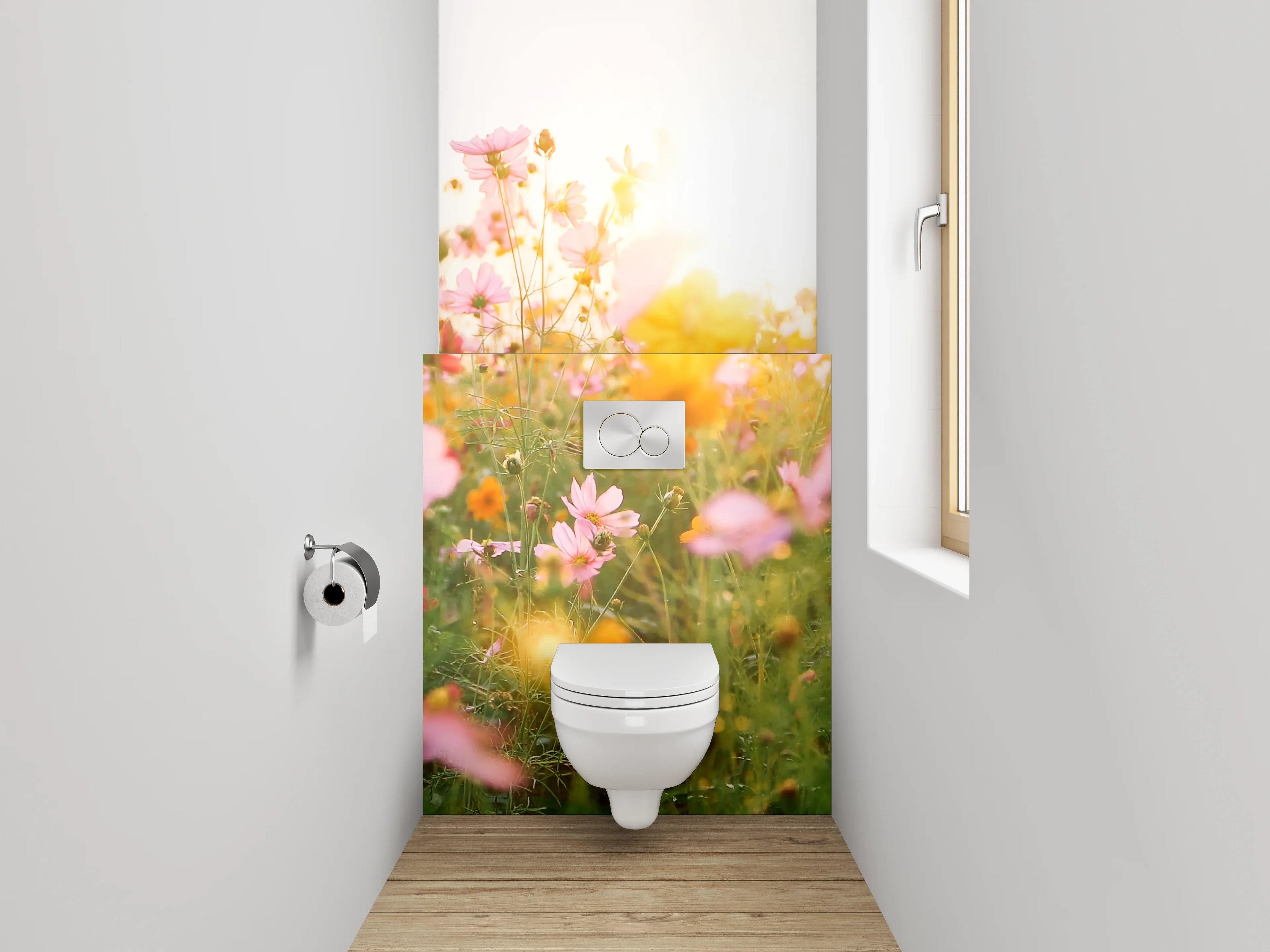 WC-Rückwand - Sommerliche Blumenwiese im Sonnenlicht