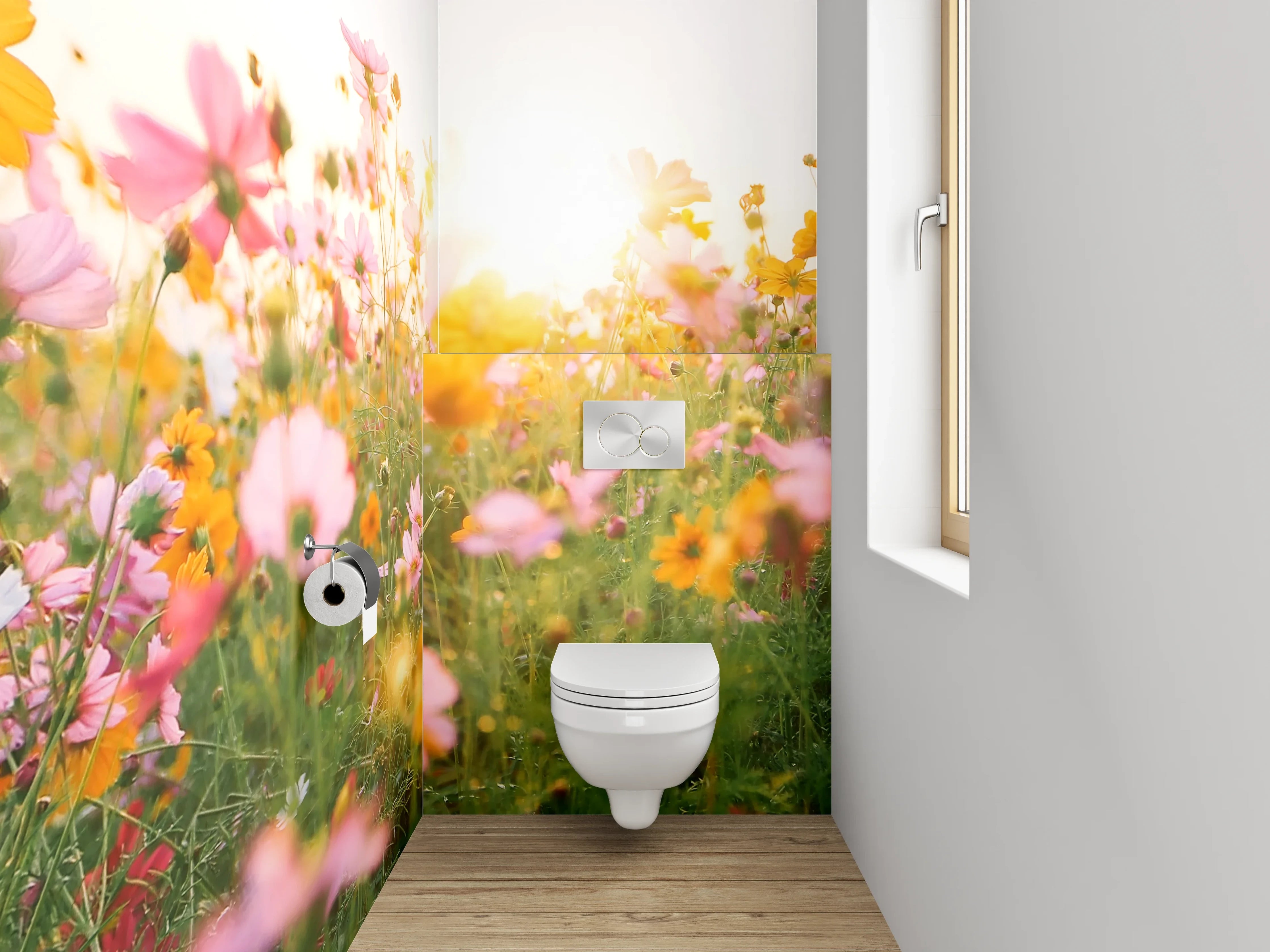WC-Rückwand - Sommerliche Blumenwiese im Sonnenlicht