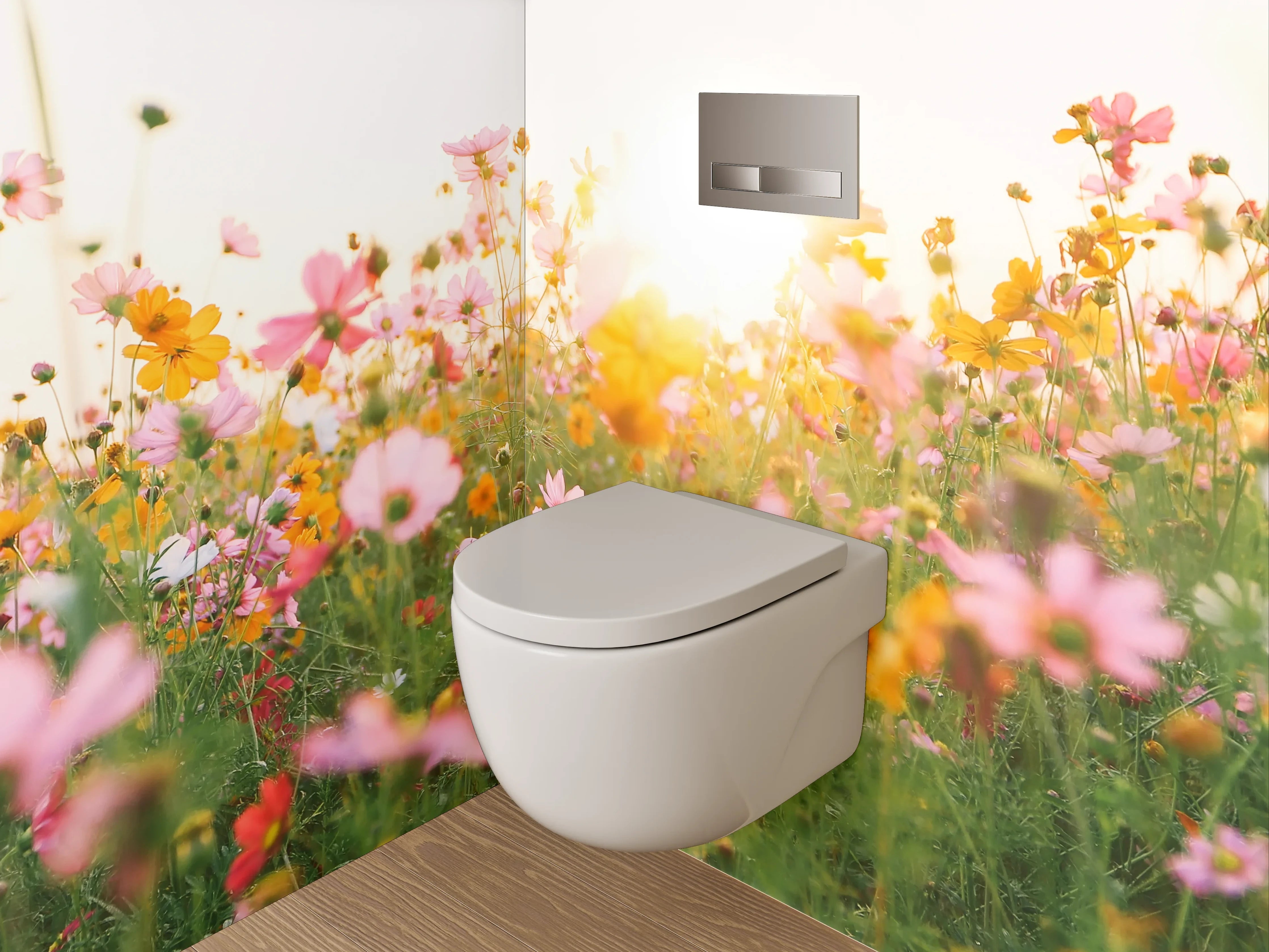 WC-Rückwand - Sommerliche Blumenwiese im Sonnenlicht