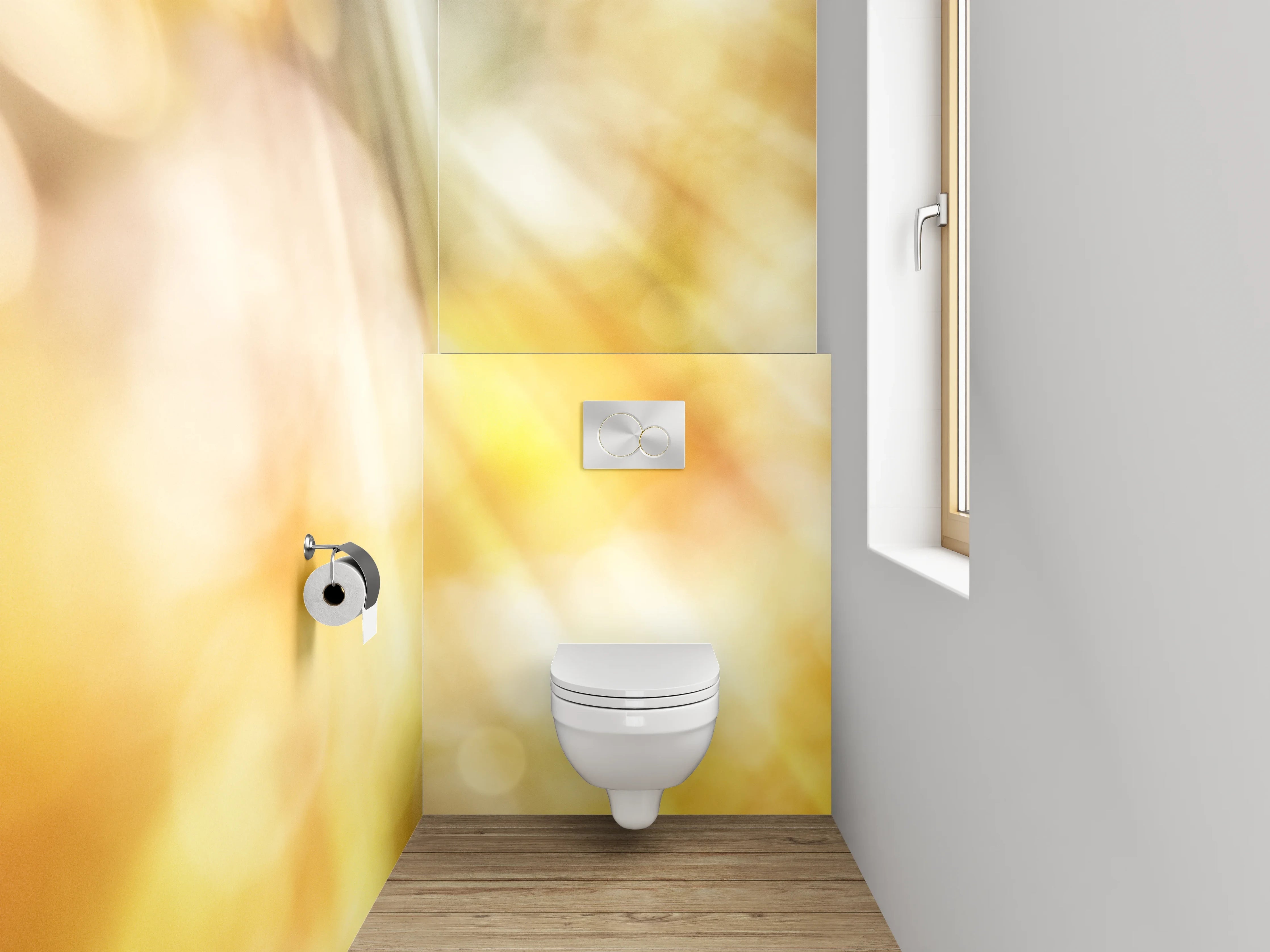 WC-Rückwand - Sommerliche gelbe Blume mit Sonnenstrahlen