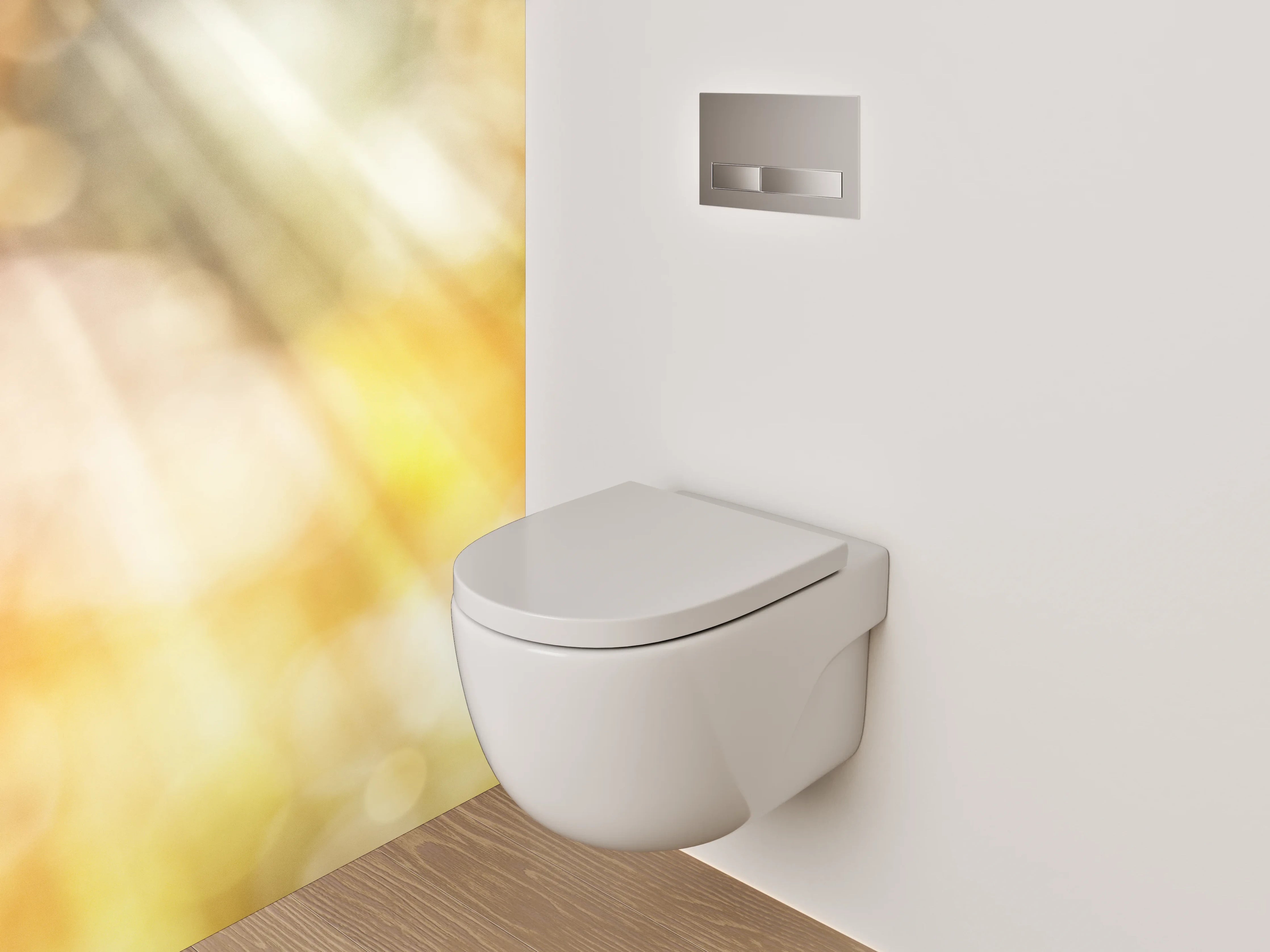WC-Rückwand - Sommerliche gelbe Blume mit Sonnenstrahlen