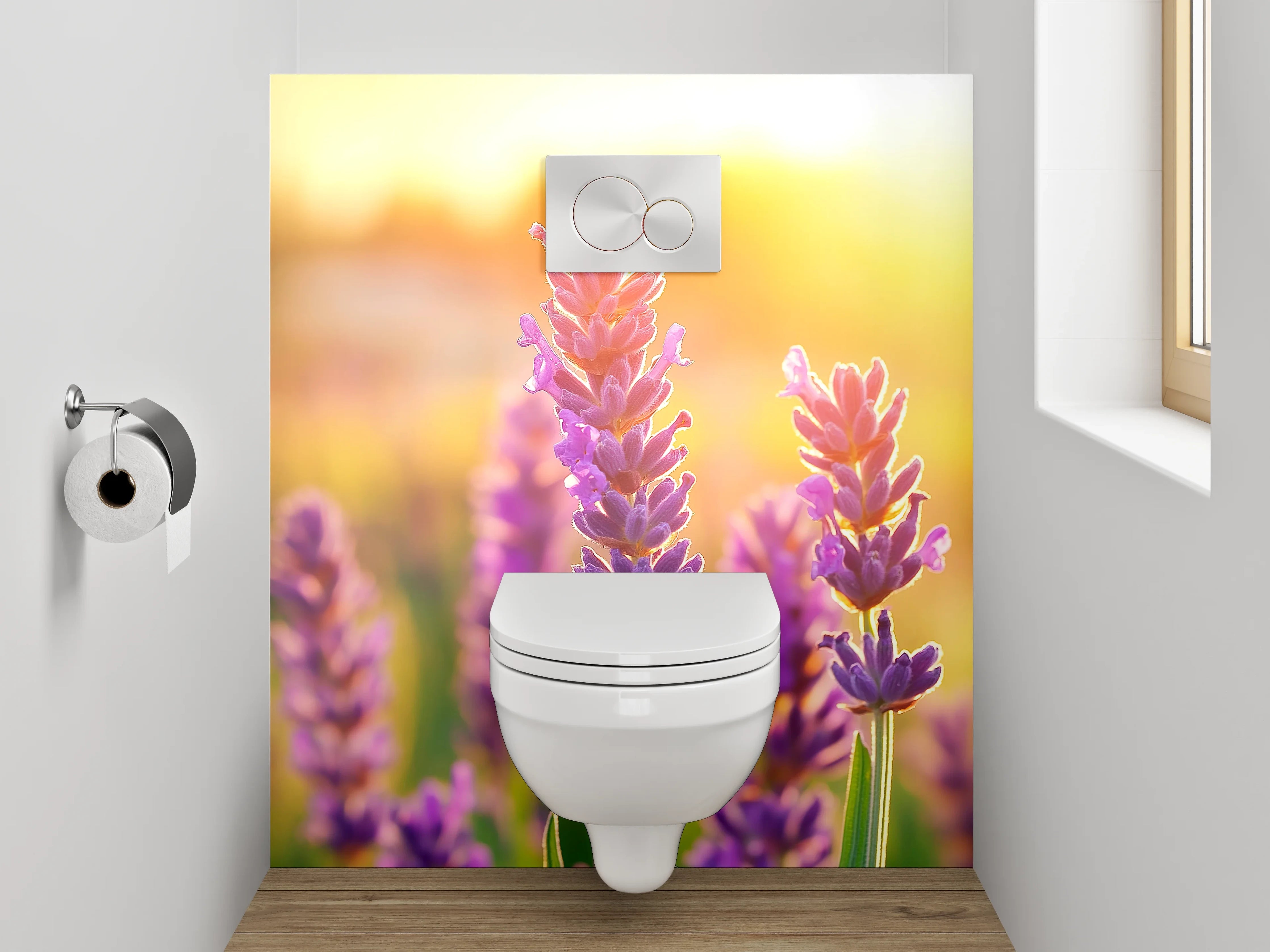 WC-Rückwand - Sommerlicher Lavendel im Sonnenlicht