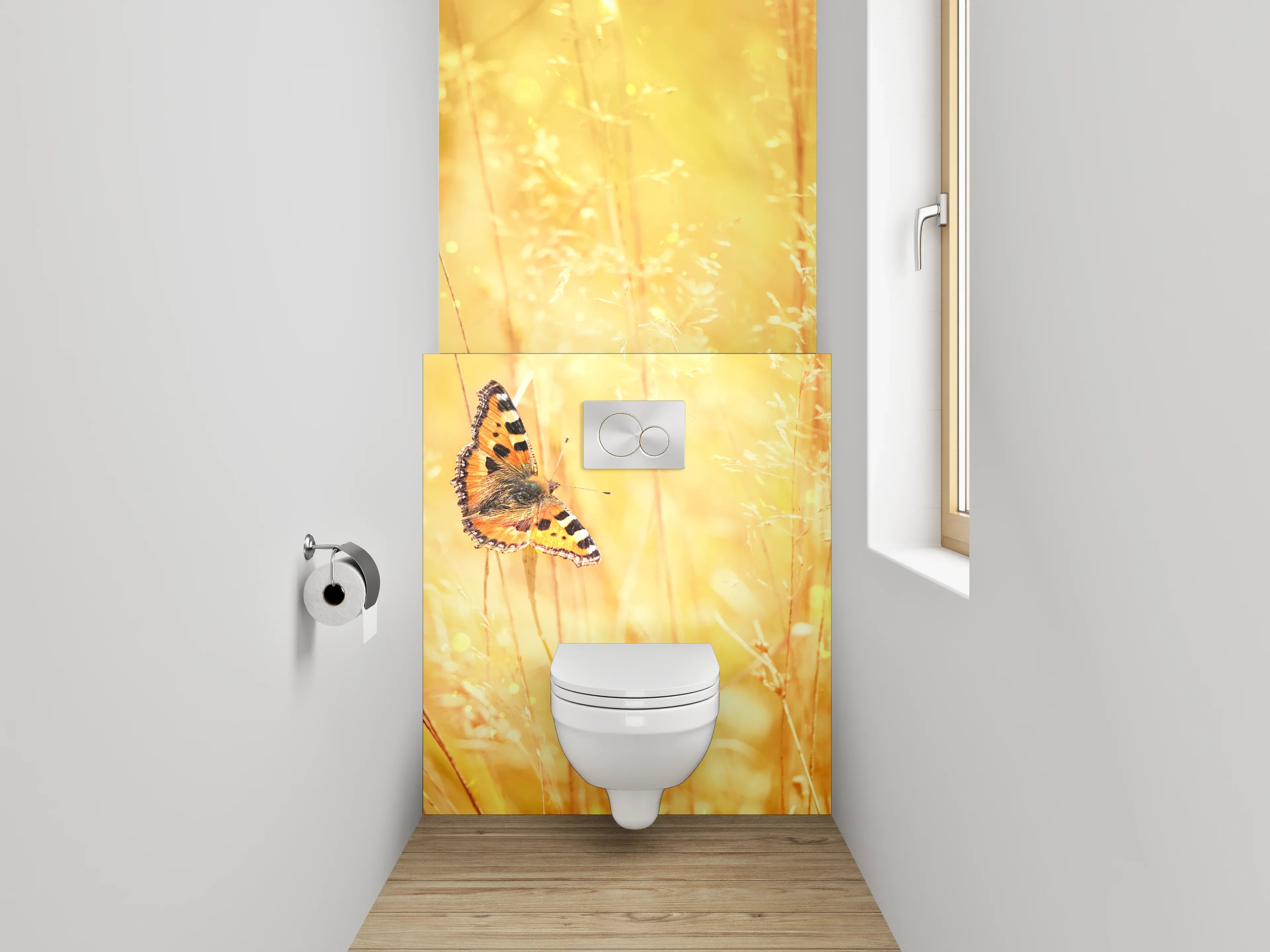 WC-Rückwand - Sommerlicher Schmetterling im Gras