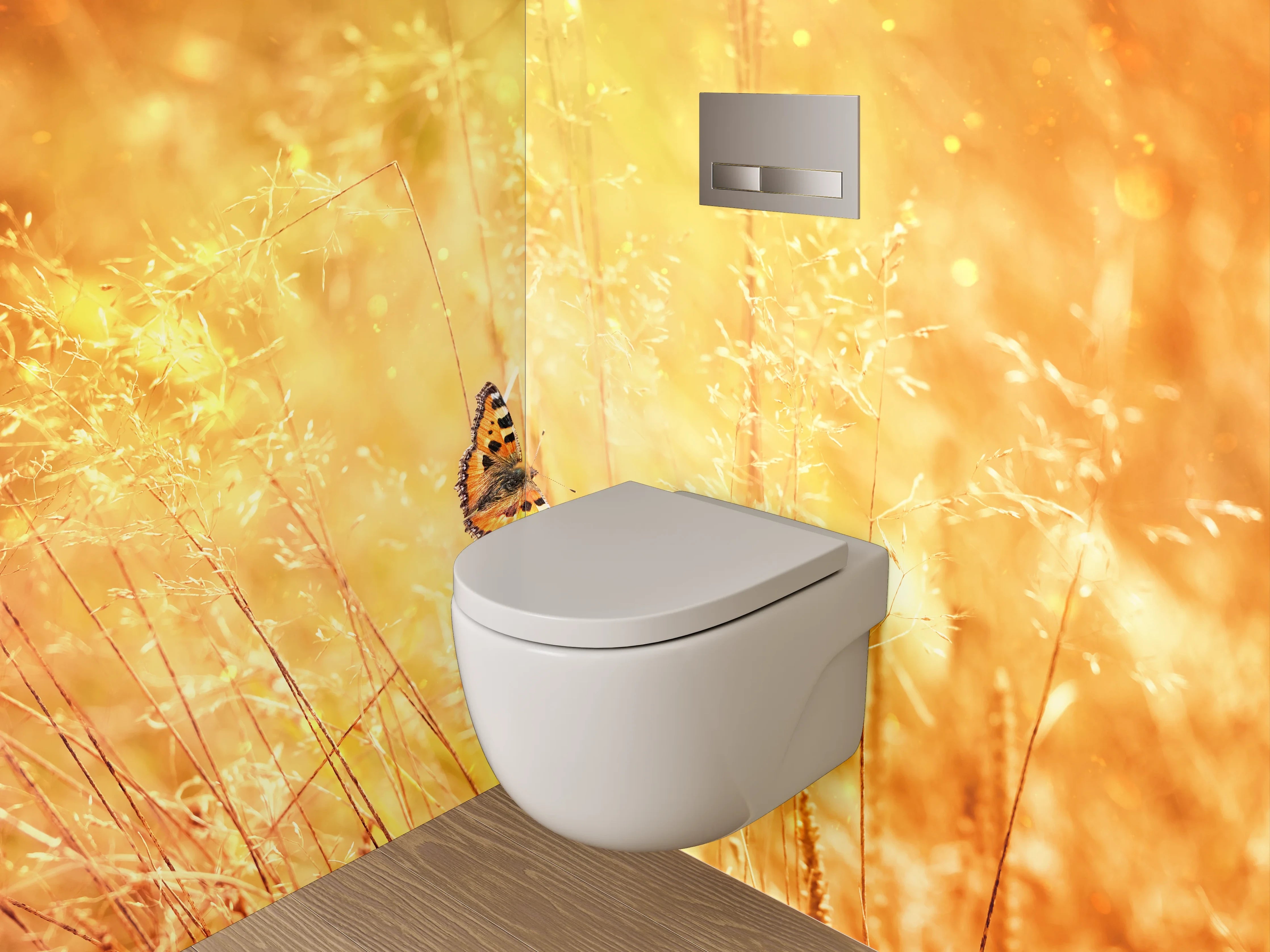 WC-Rückwand - Sommerlicher Schmetterling im Gras