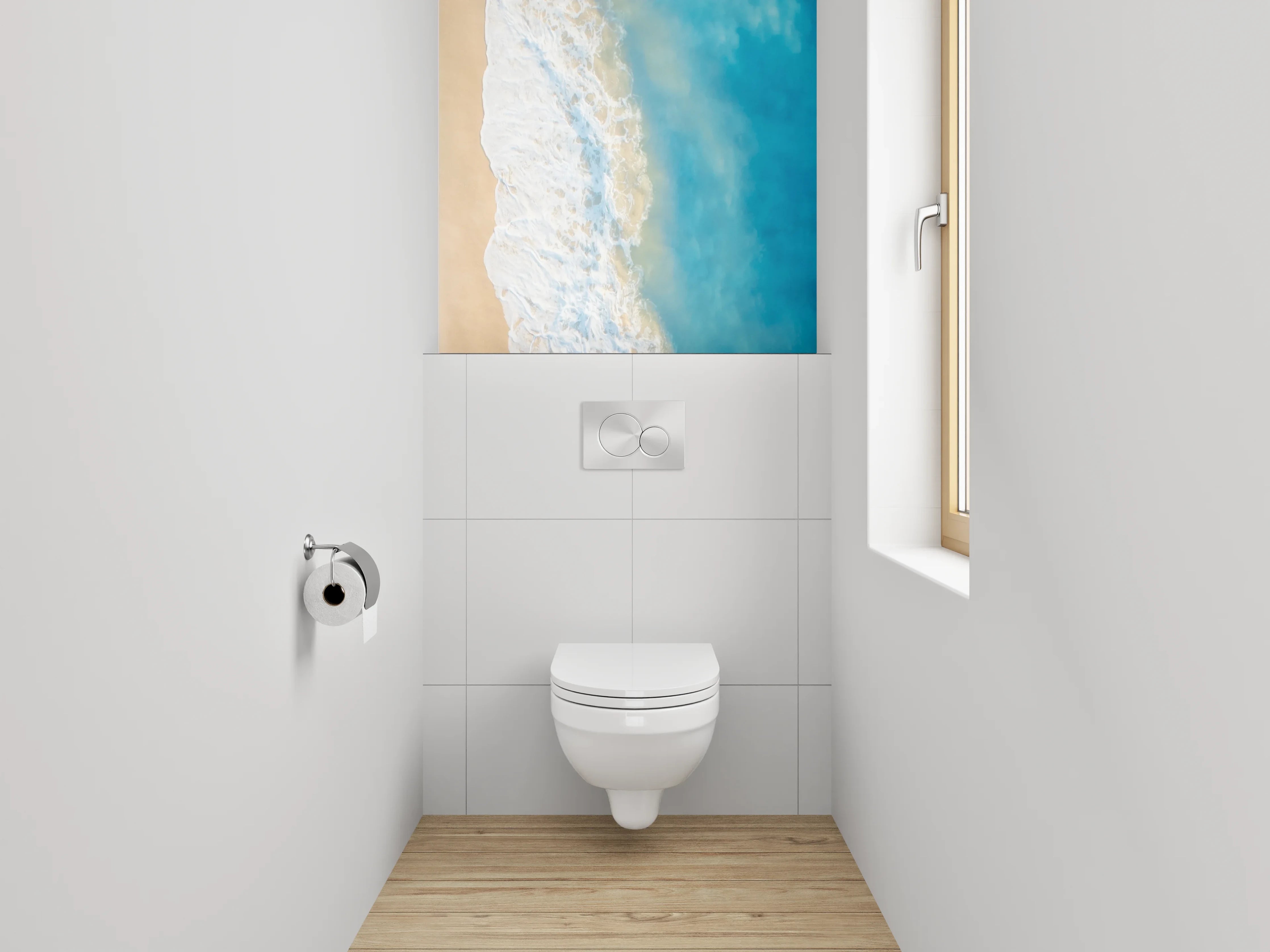 WC-Rückwand - Sommerlicher Strand mit türkisblauem Meer