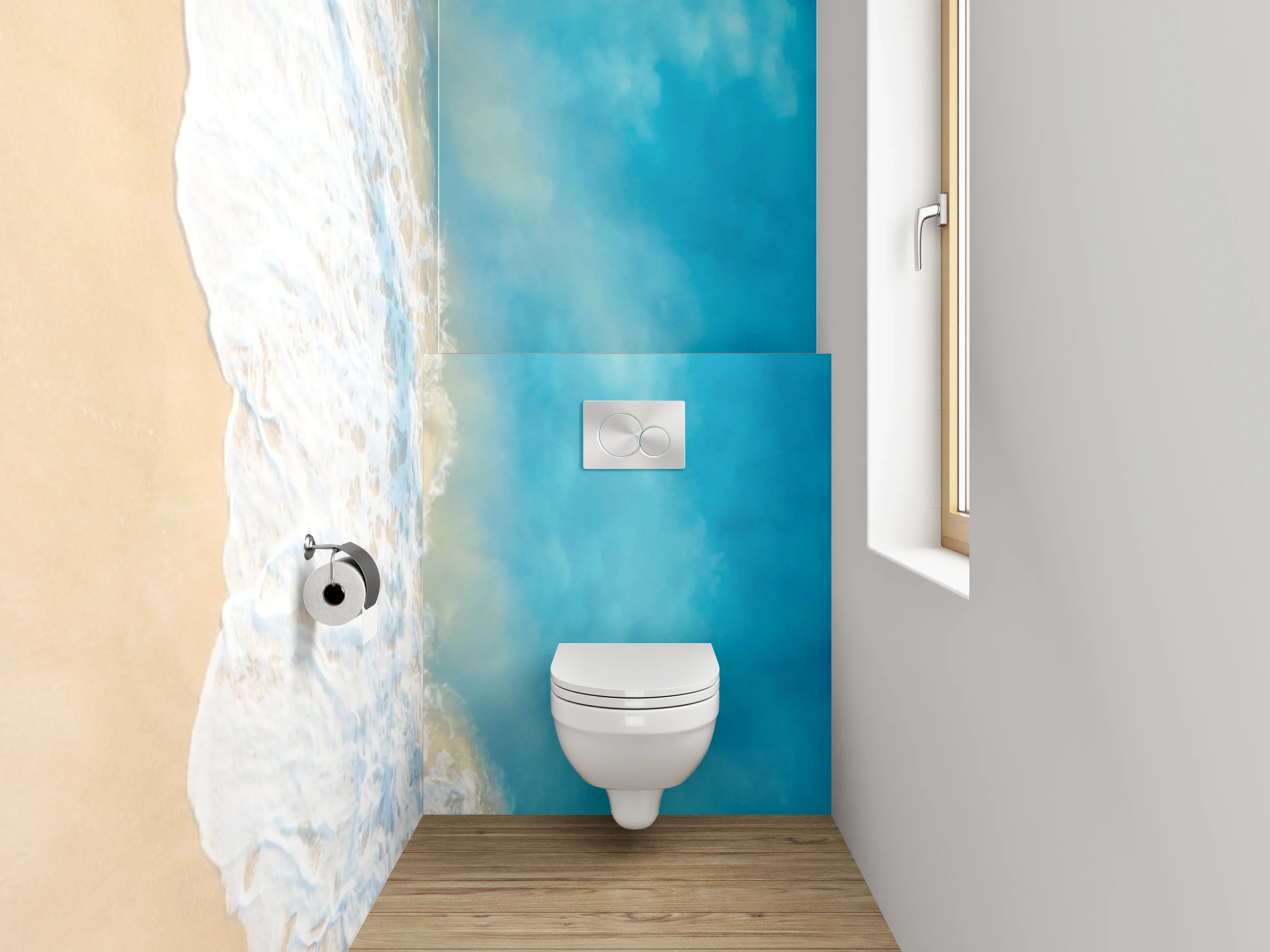 WC-Rückwand - Sommerlicher Strand mit türkisblauem Meer