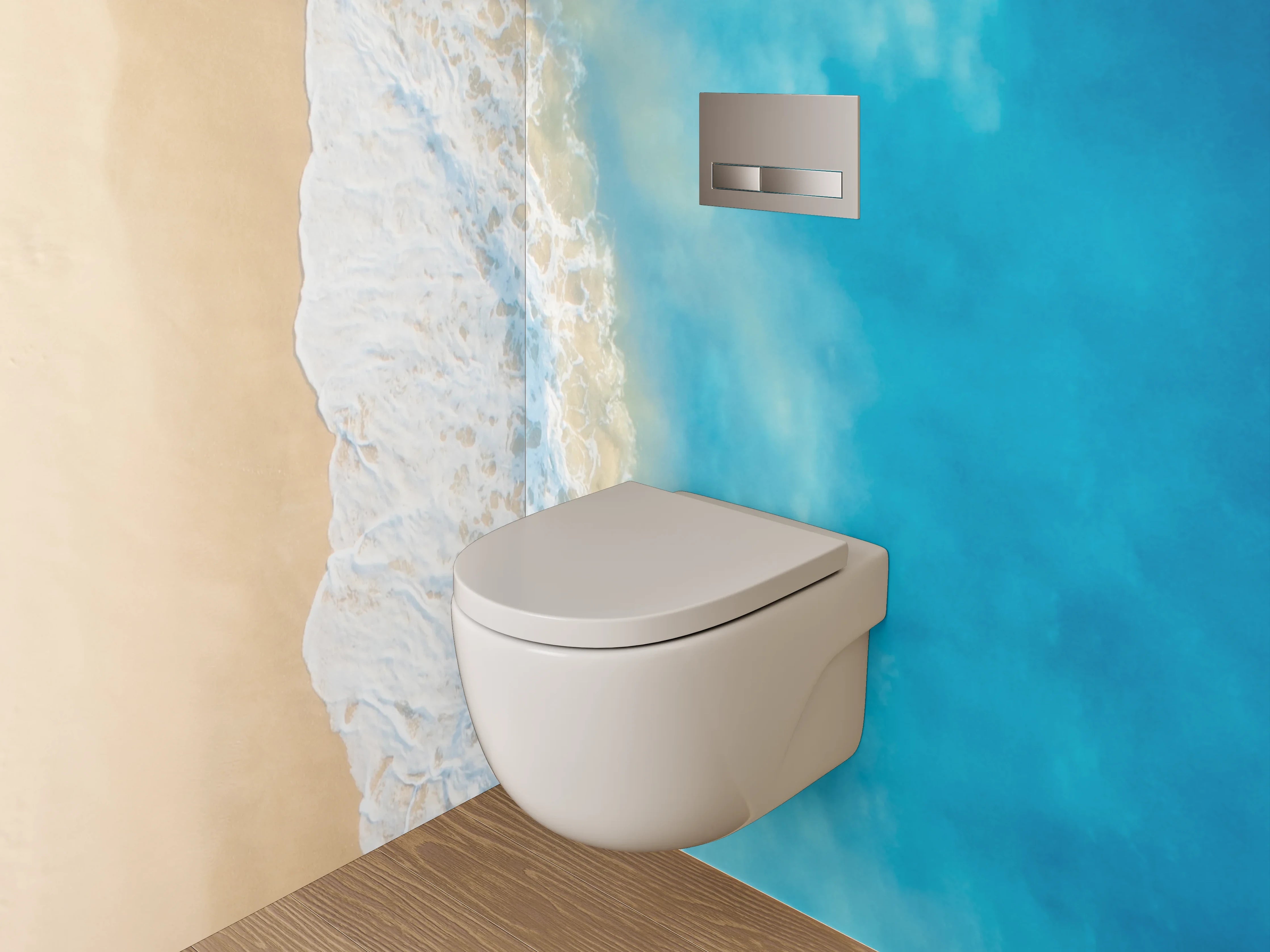 WC-Rückwand - Sommerlicher Strand mit türkisblauem Meer
