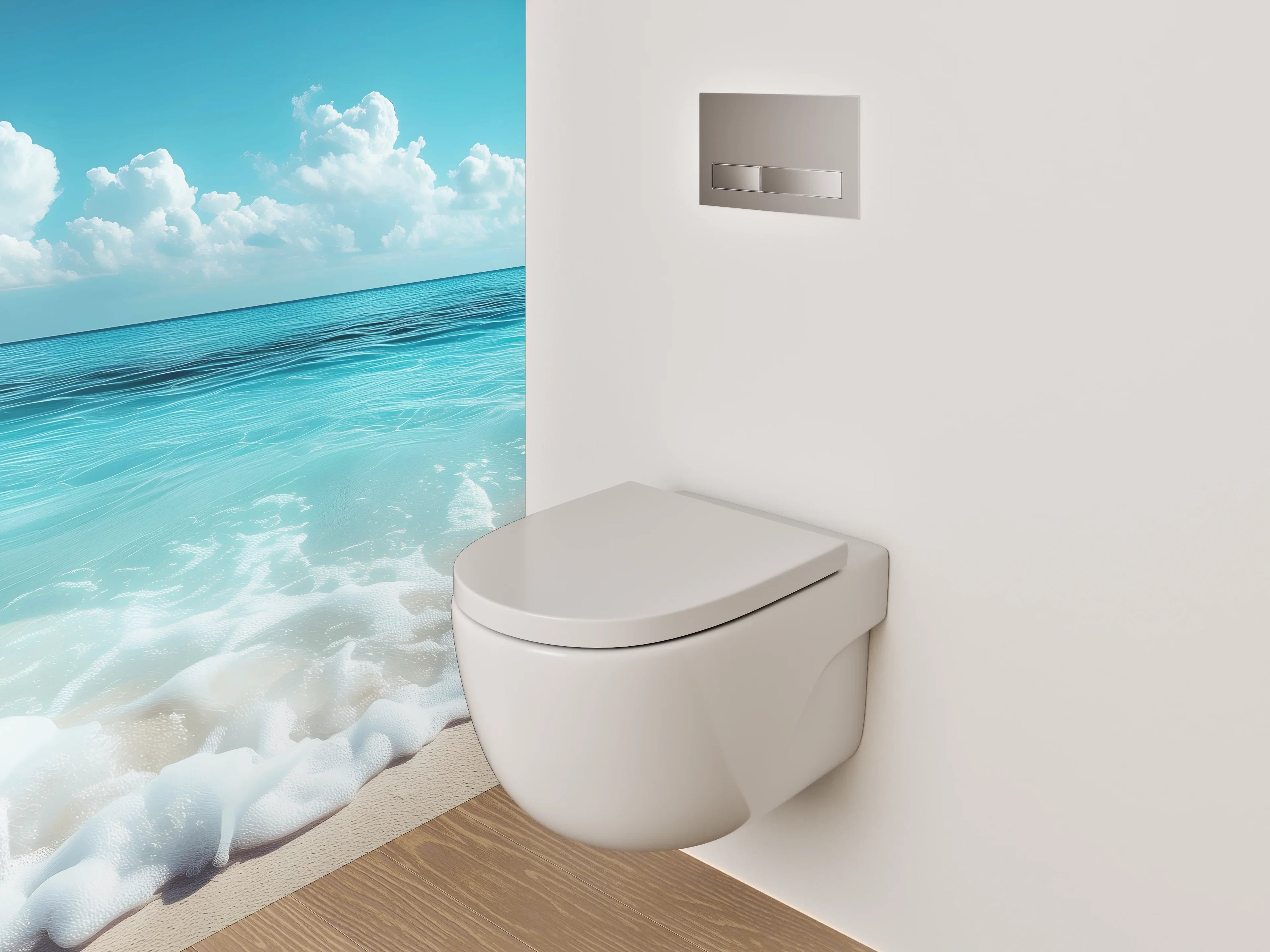 WC-Rückwand - Sommerliches Strandmotiv mit Rettungsring