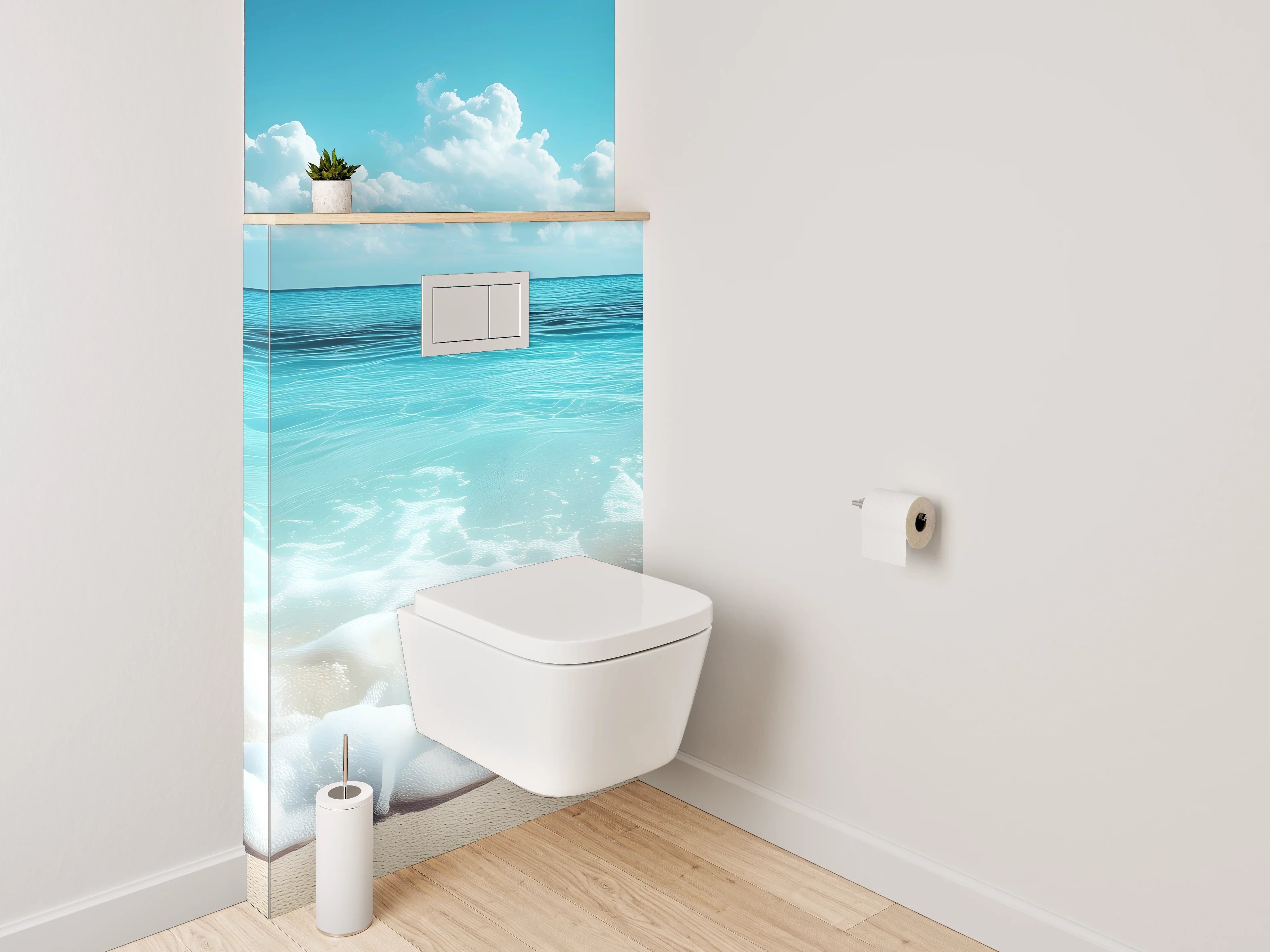 WC-Rückwand - Sommerliches Strandmotiv mit Rettungsring