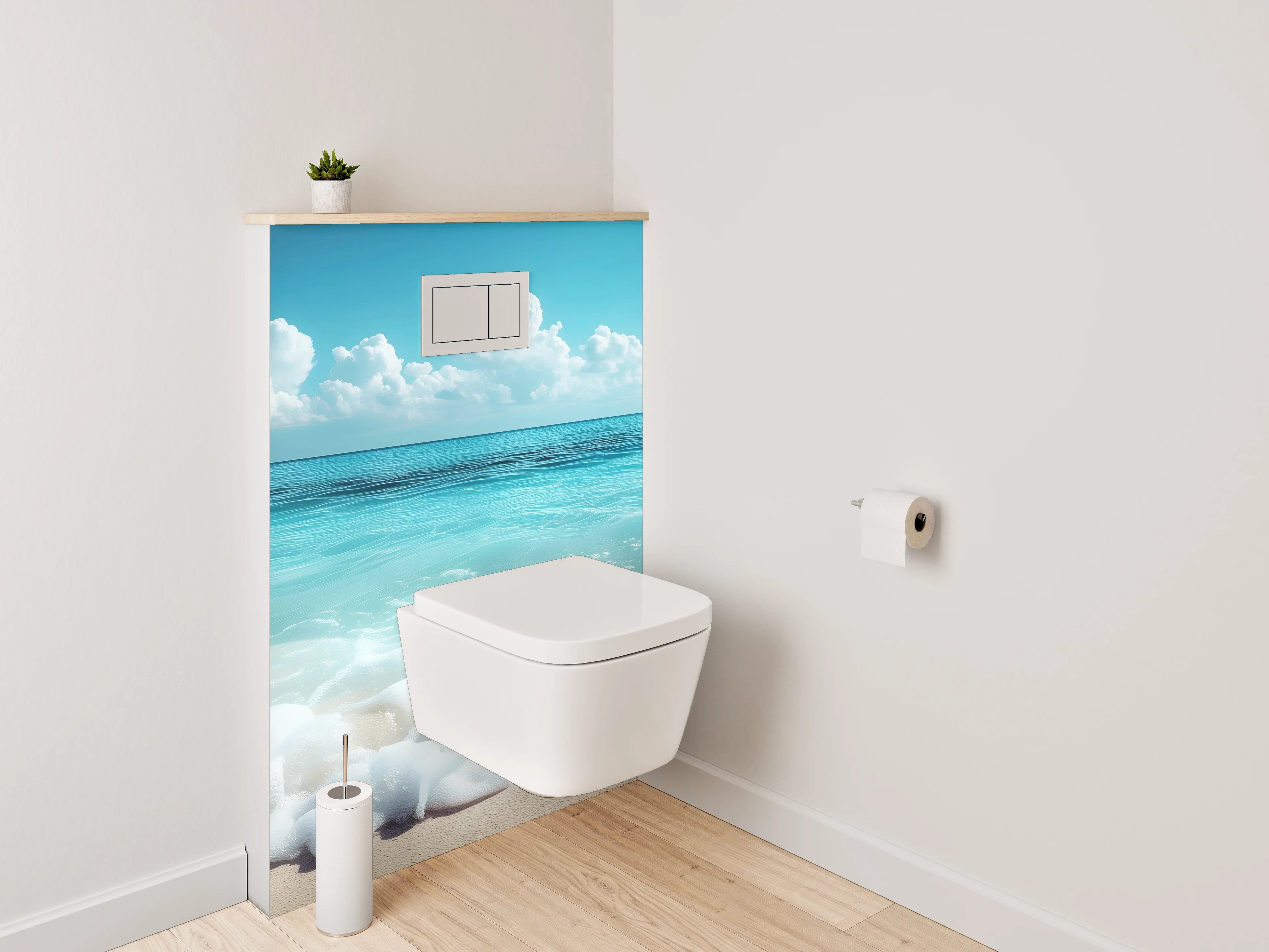 WC-Rückwand - Sommerliches Strandmotiv mit Rettungsring