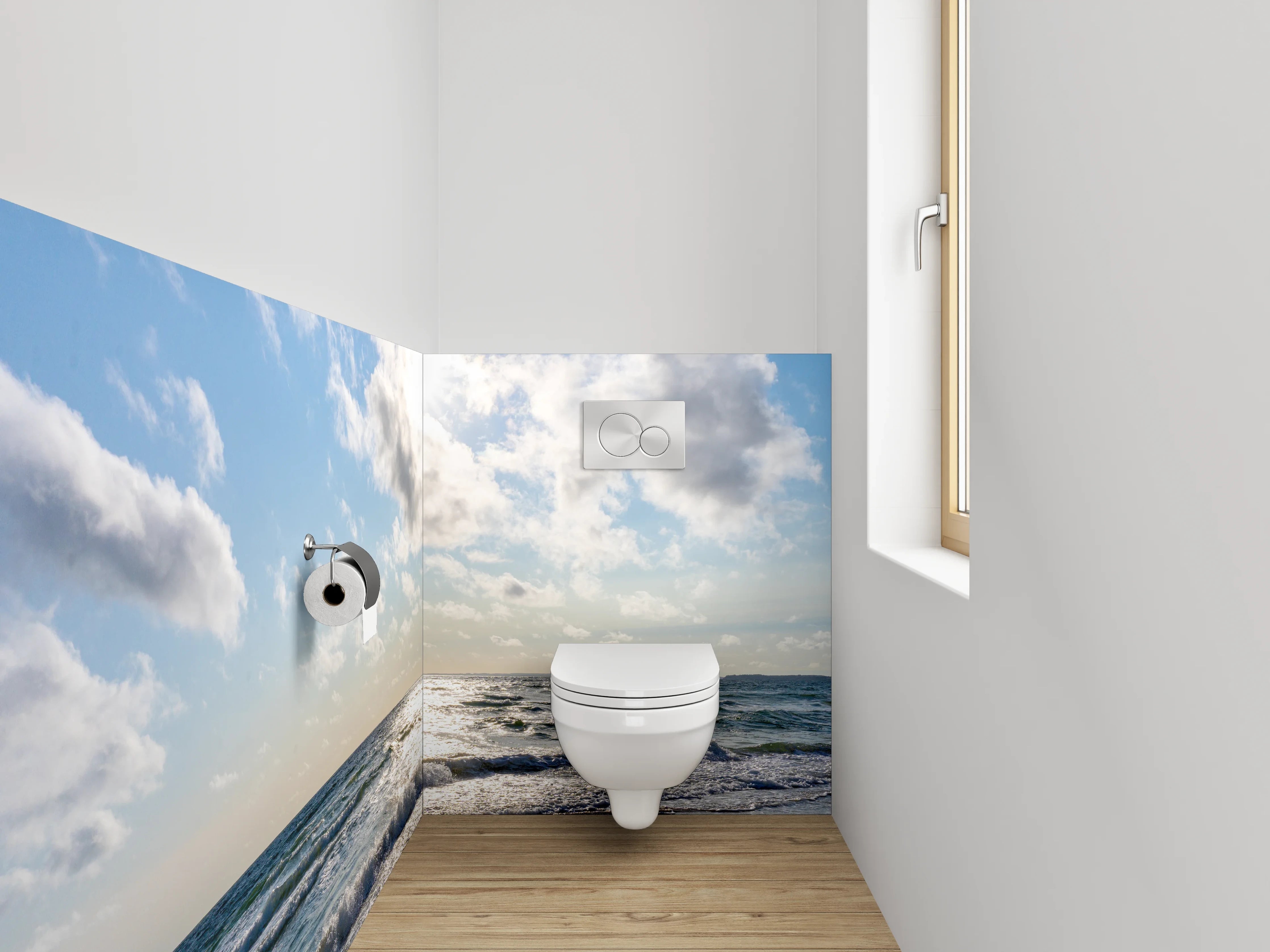 WC-Rückwand - Sonne über dem Meer