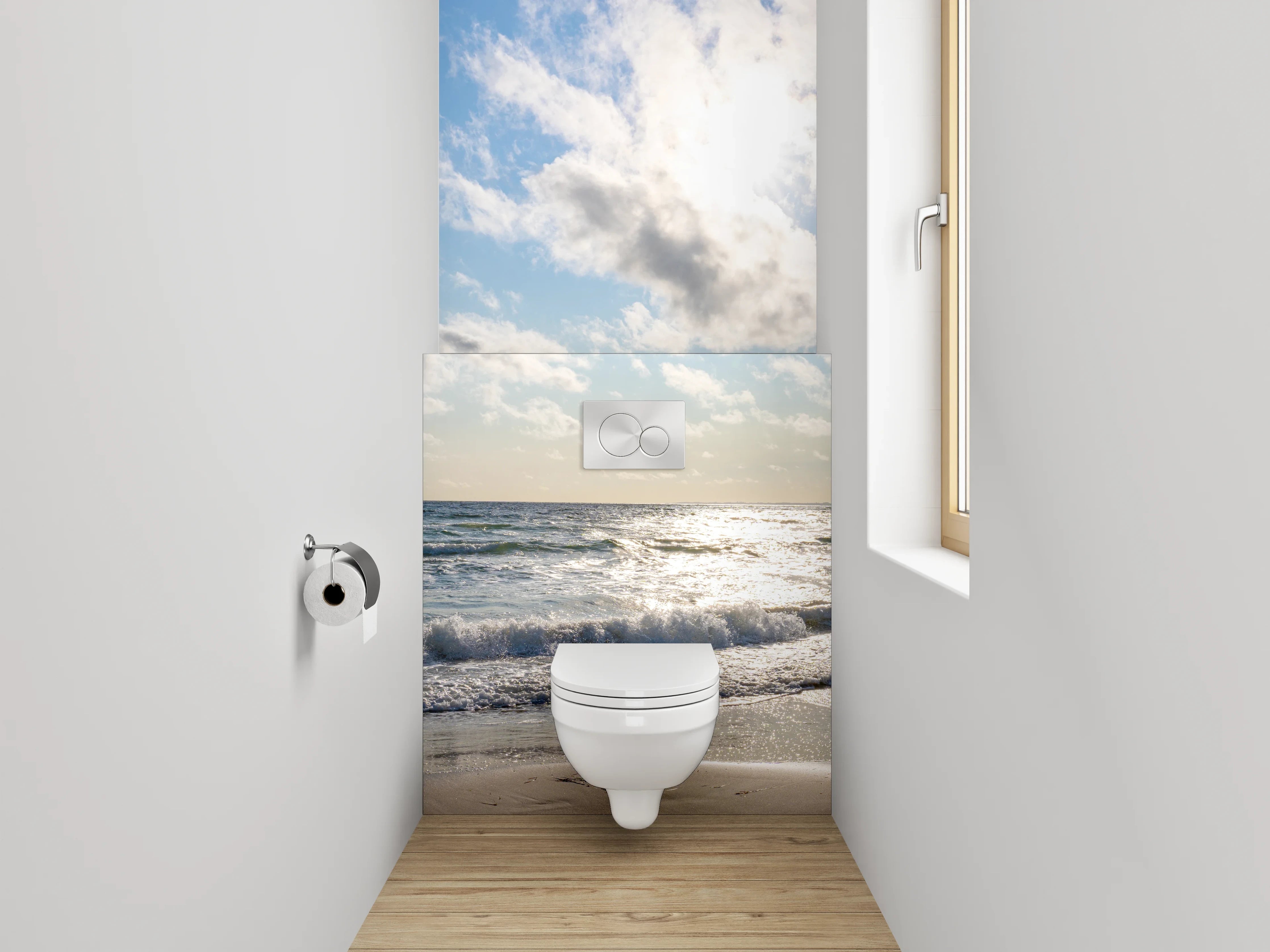 WC-Rückwand - Sonne über dem Meer