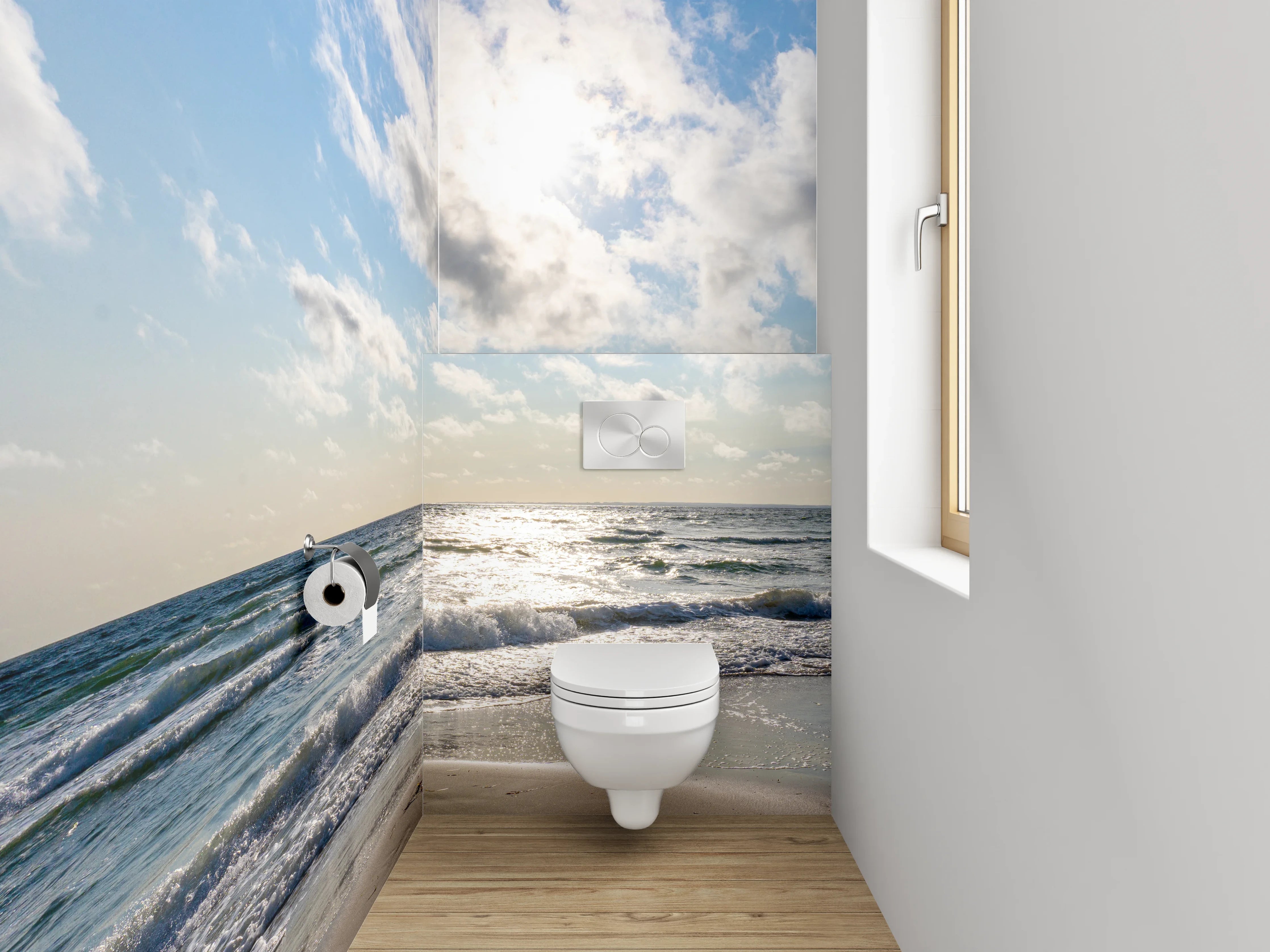 WC-Rückwand - Sonne über dem Meer