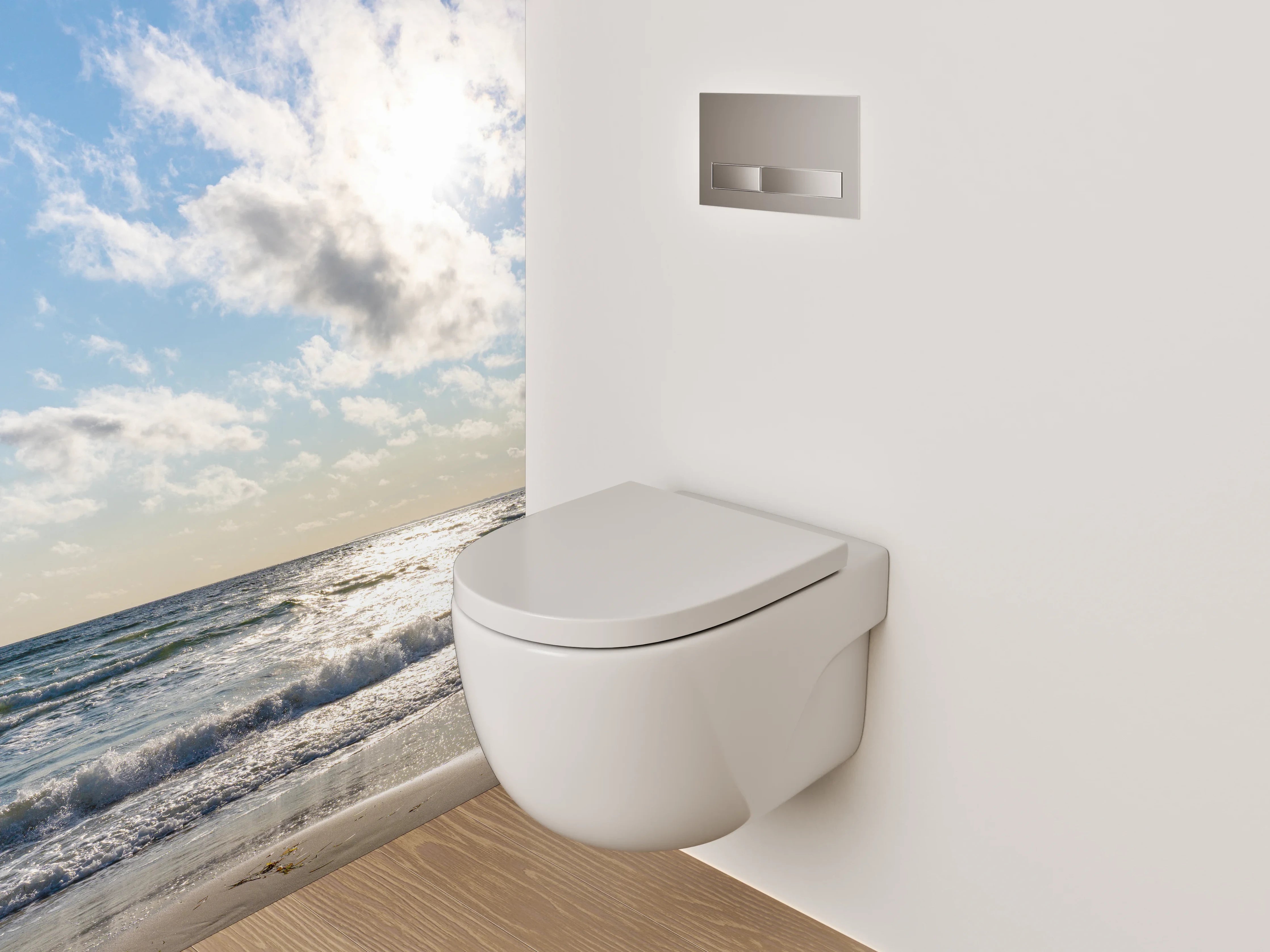 WC-Rückwand - Sonne über dem Meer