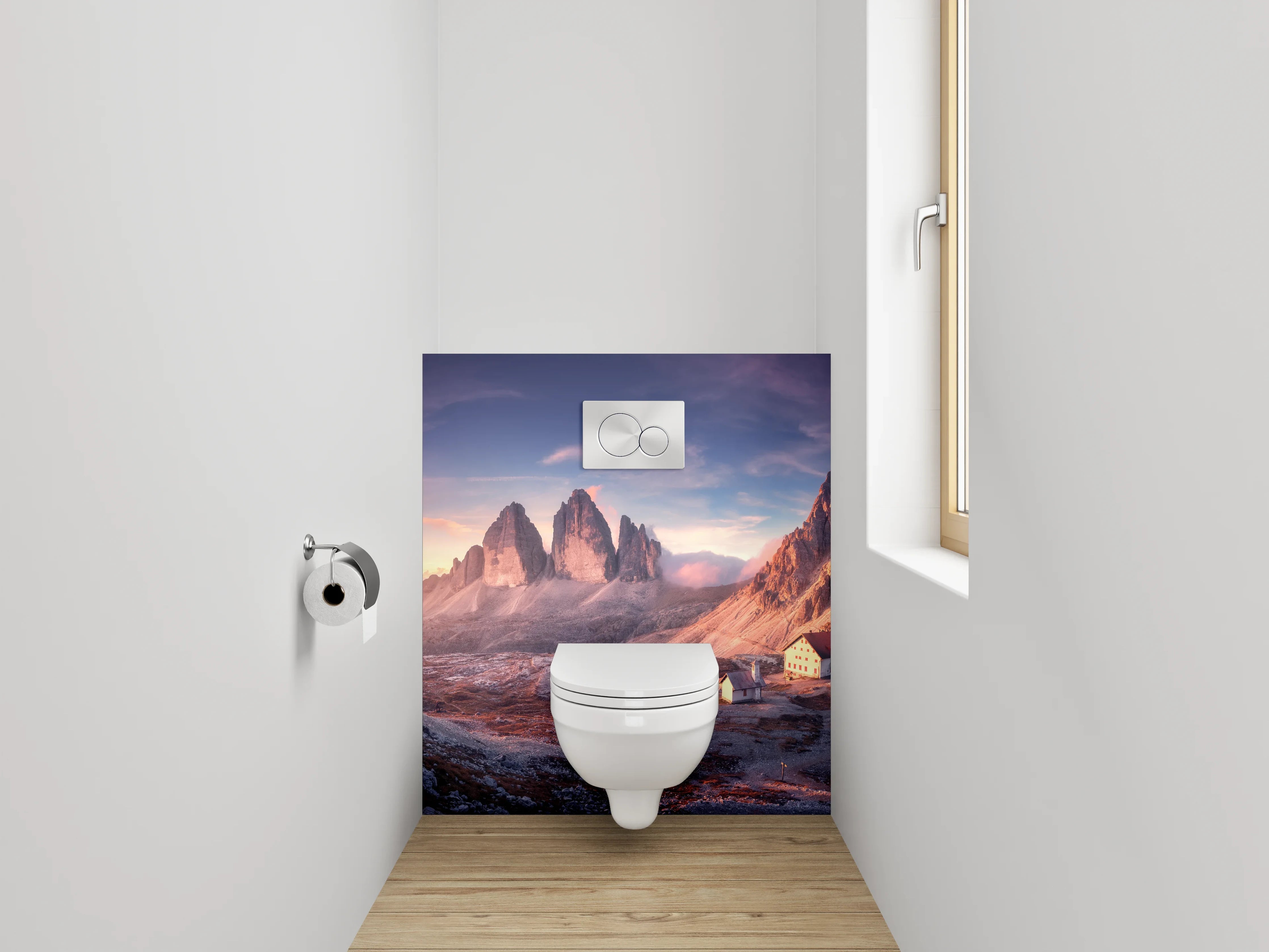 WC-Rückwand - Sonnenaufgang Dolomiten Berge Panorama