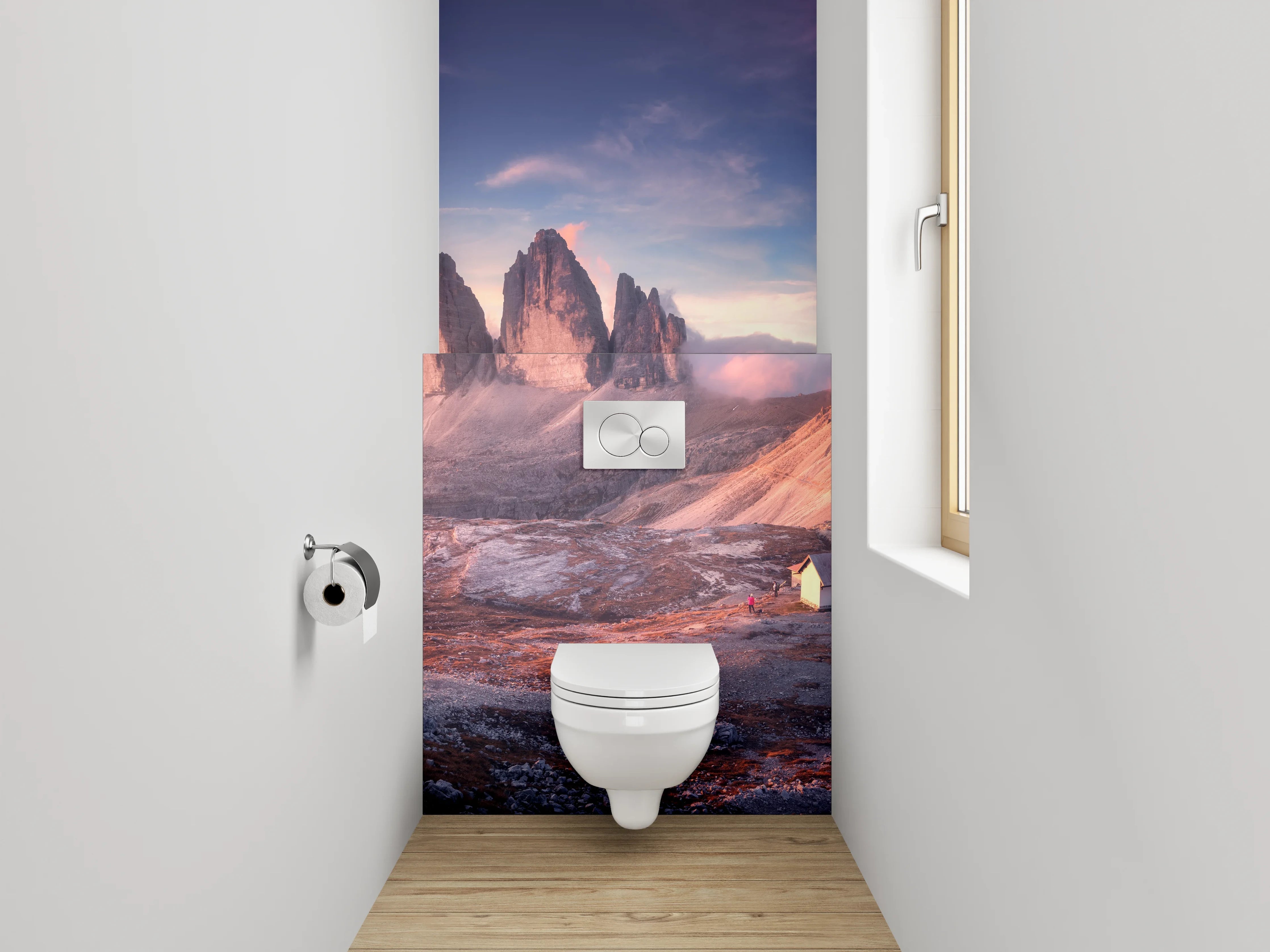 WC-Rückwand - Sonnenaufgang Dolomiten Berge Panorama