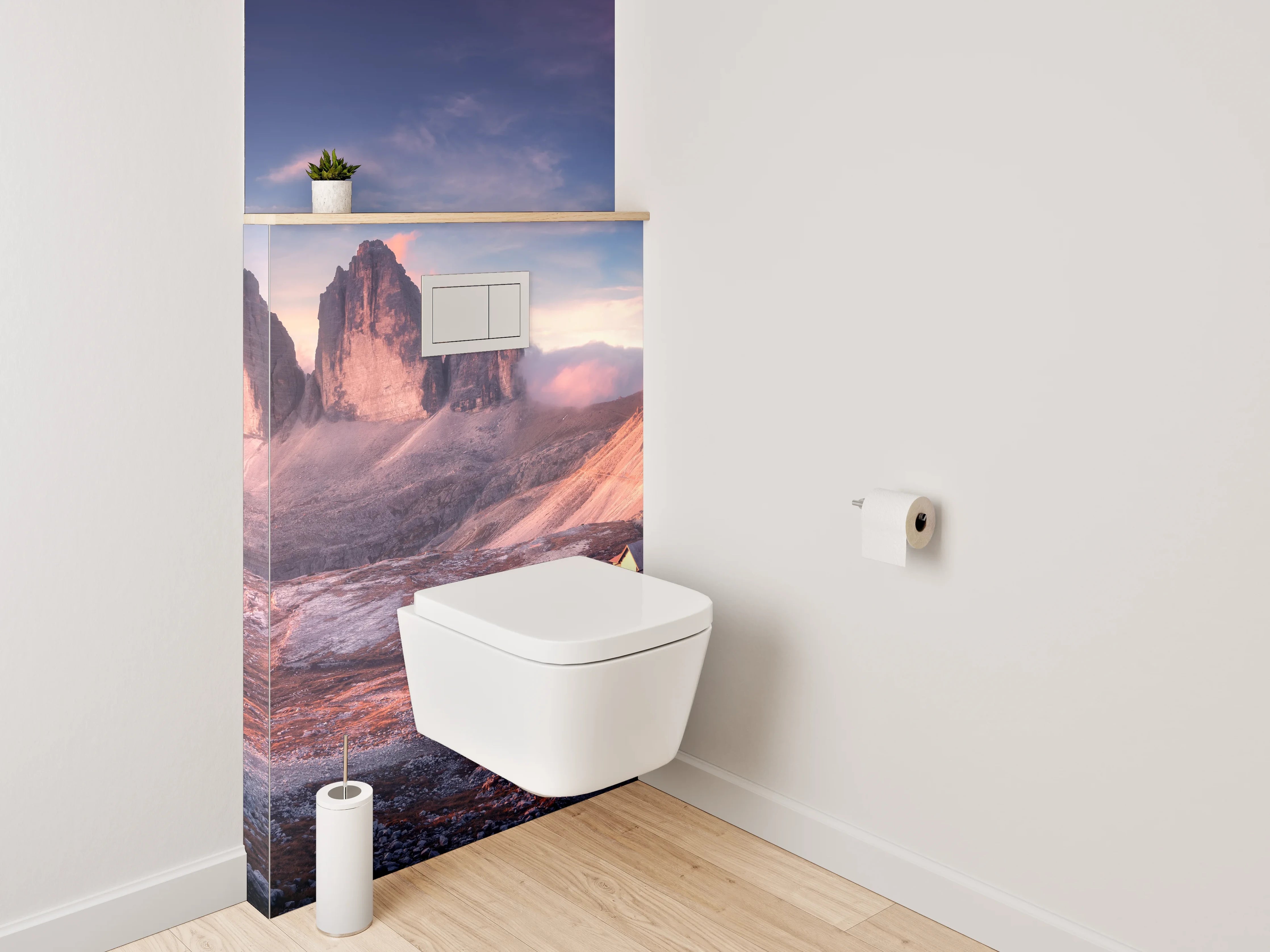 WC-Rückwand - Sonnenaufgang Dolomiten Berge Panorama