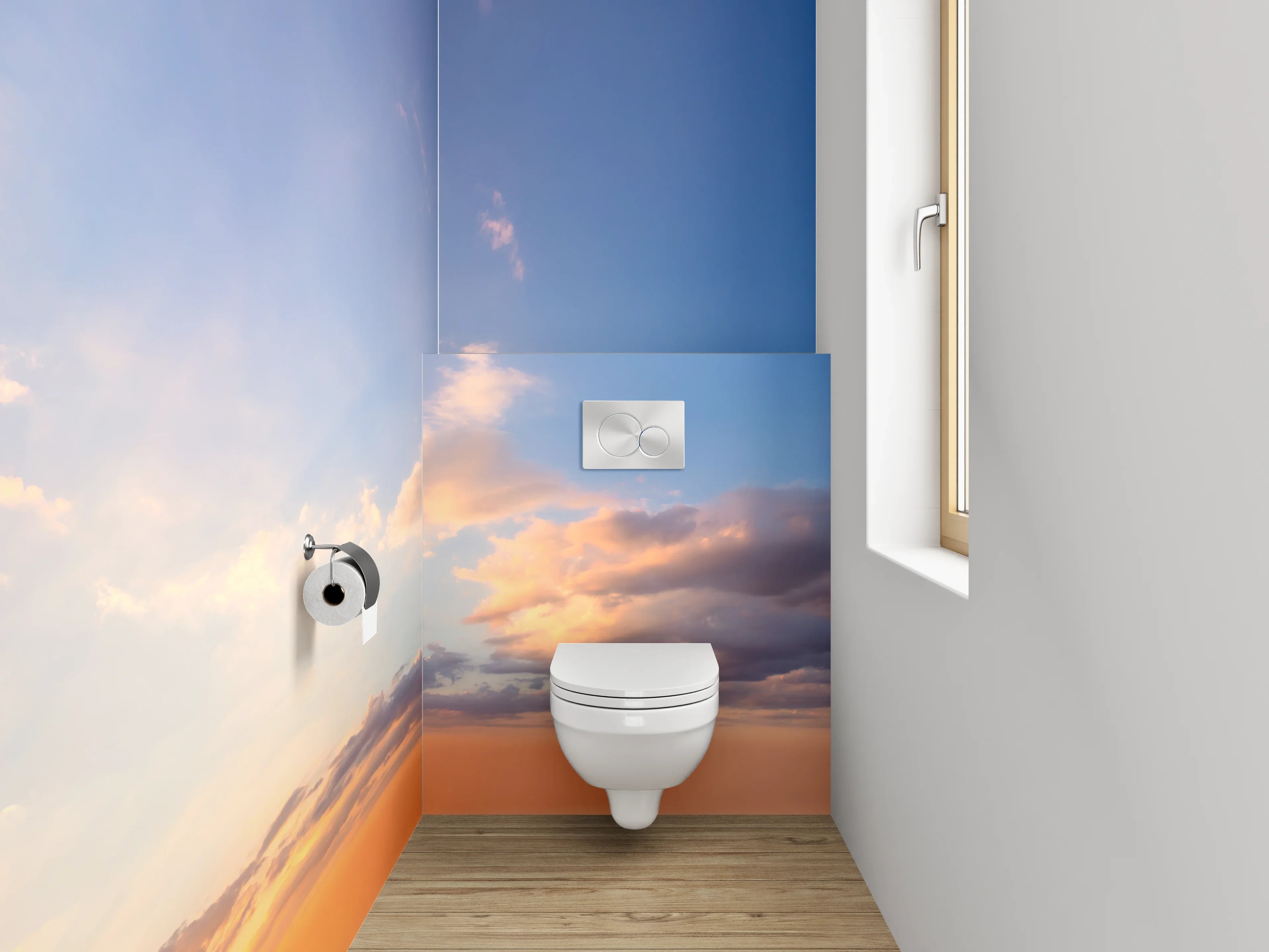 WC-Rückwand - Sonnenaufgang am Himmel Panorama