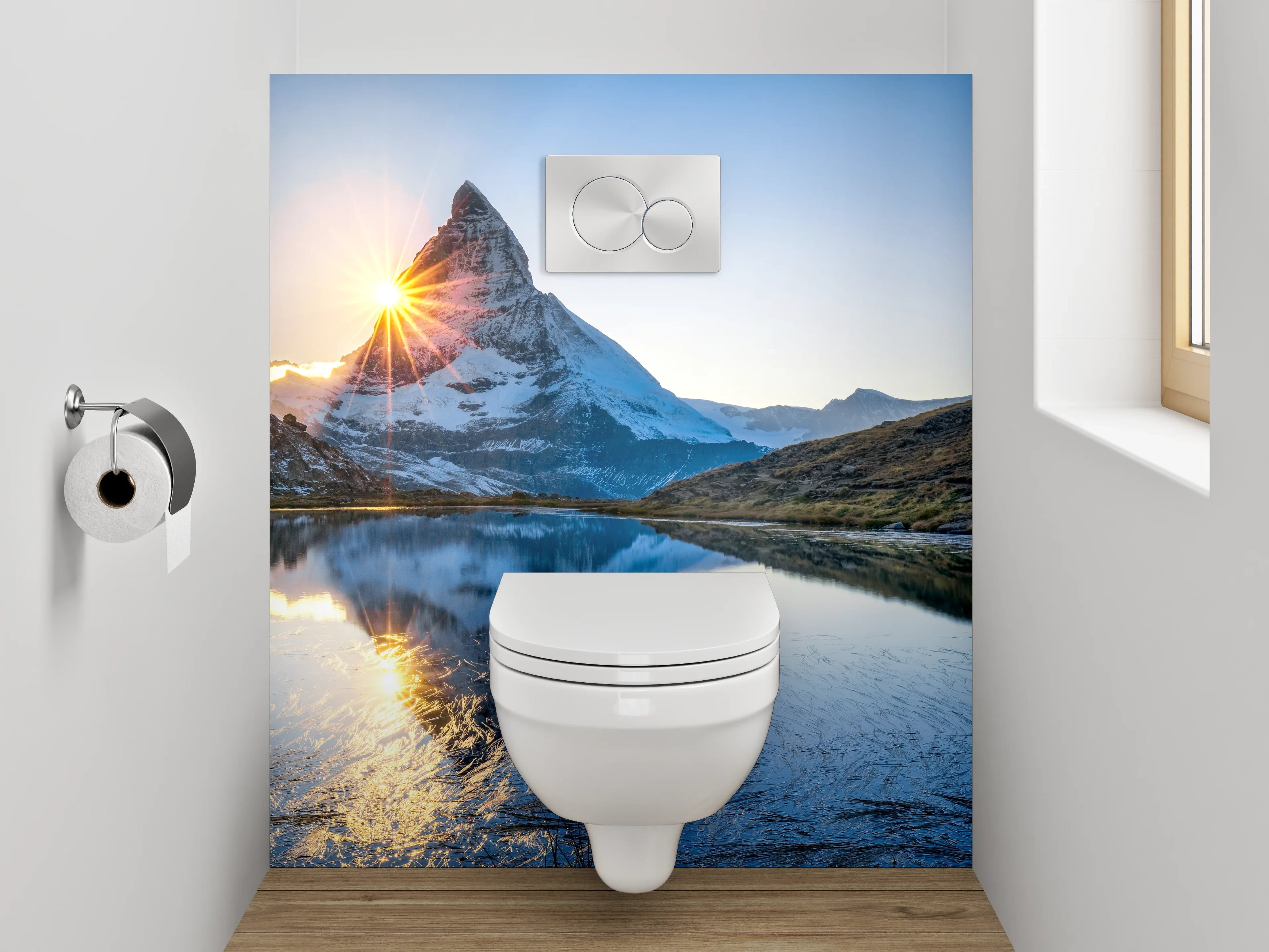 WC-Rückwand - Sonnenaufgang am Matterhorn Panorama