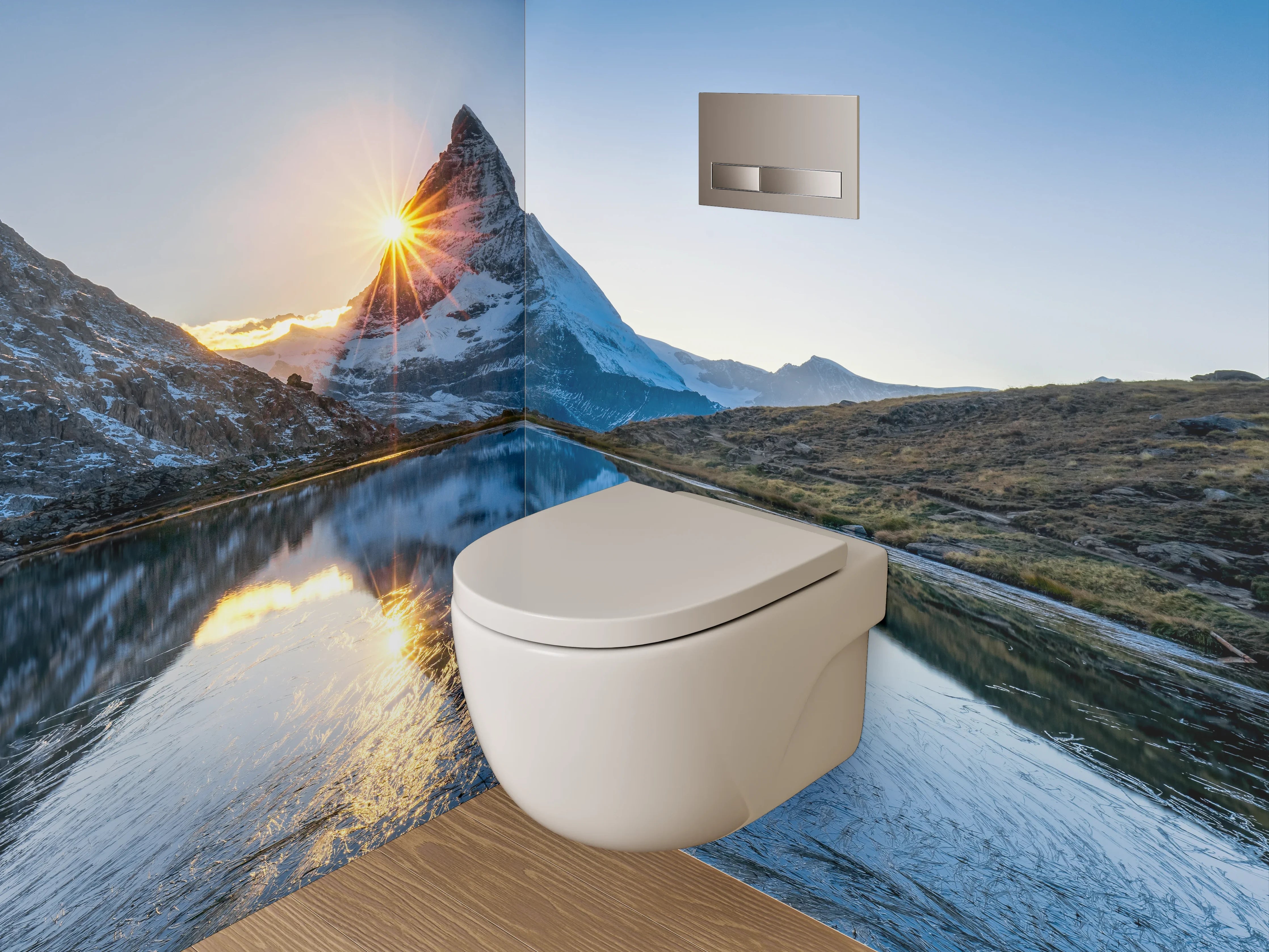 WC-Rückwand - Sonnenaufgang am Matterhorn Panorama