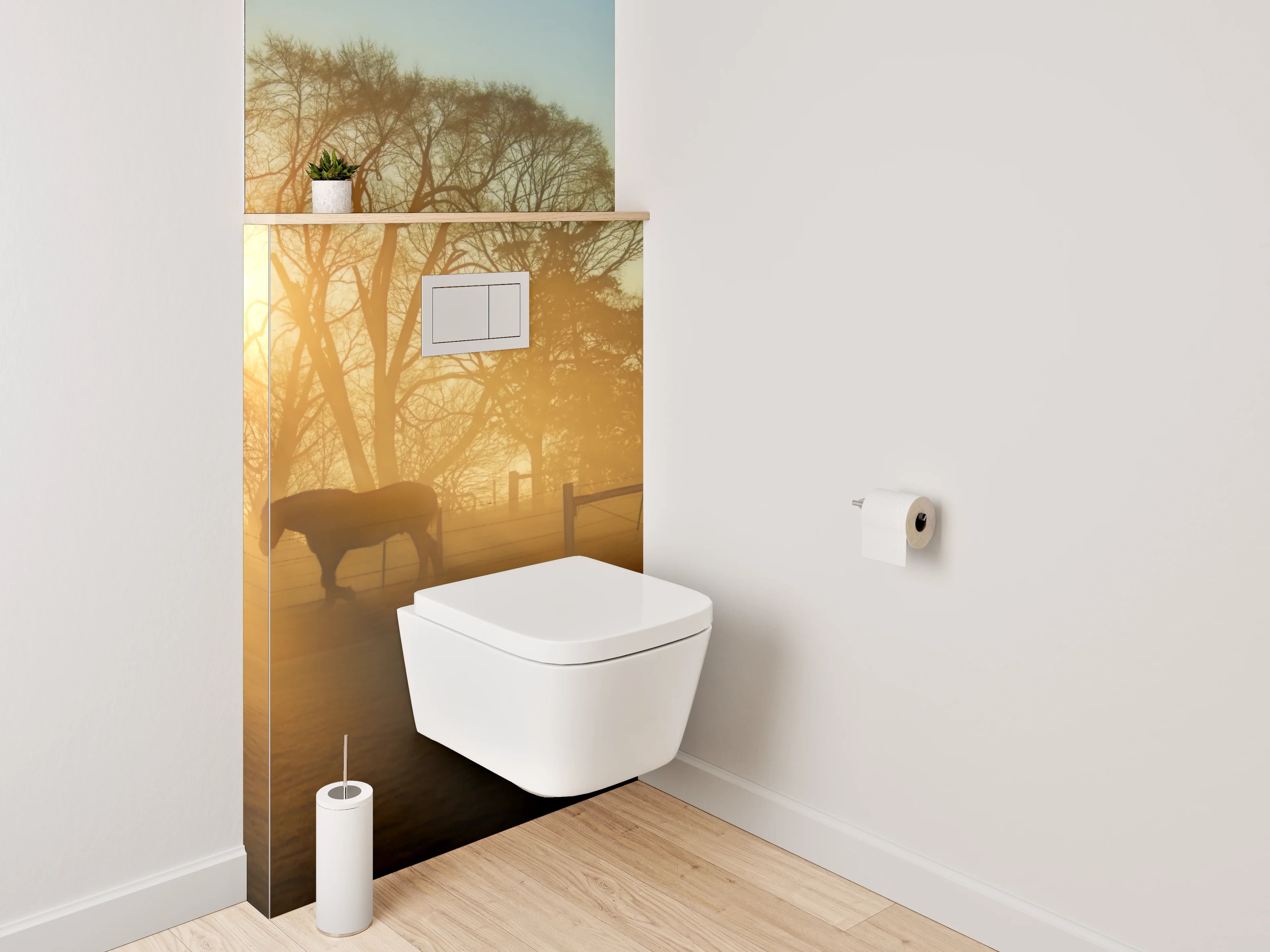 WC-Rückwand - Sonnenaufgang am Pferdehof
