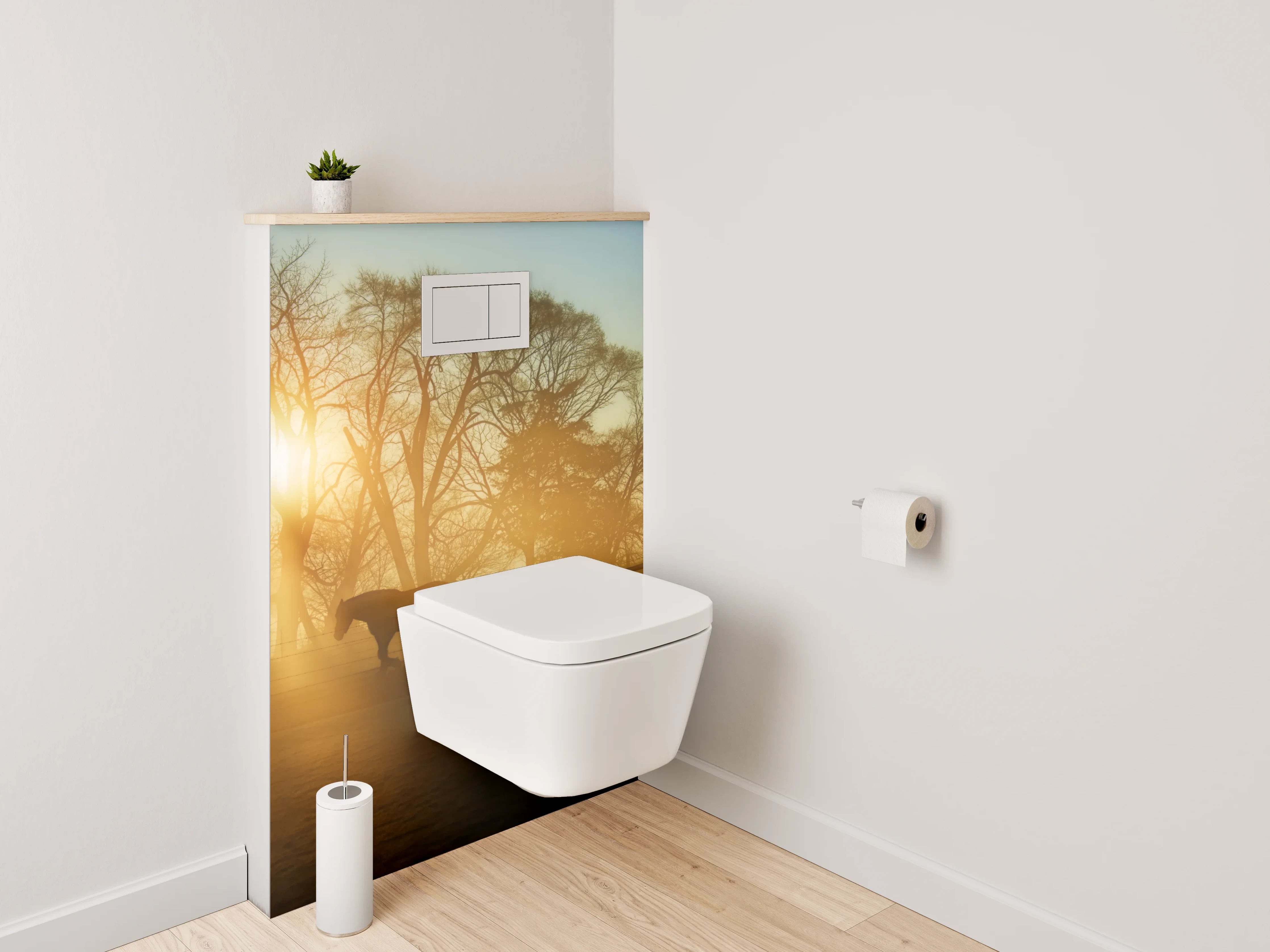 WC-Rückwand - Sonnenaufgang am Pferdehof
