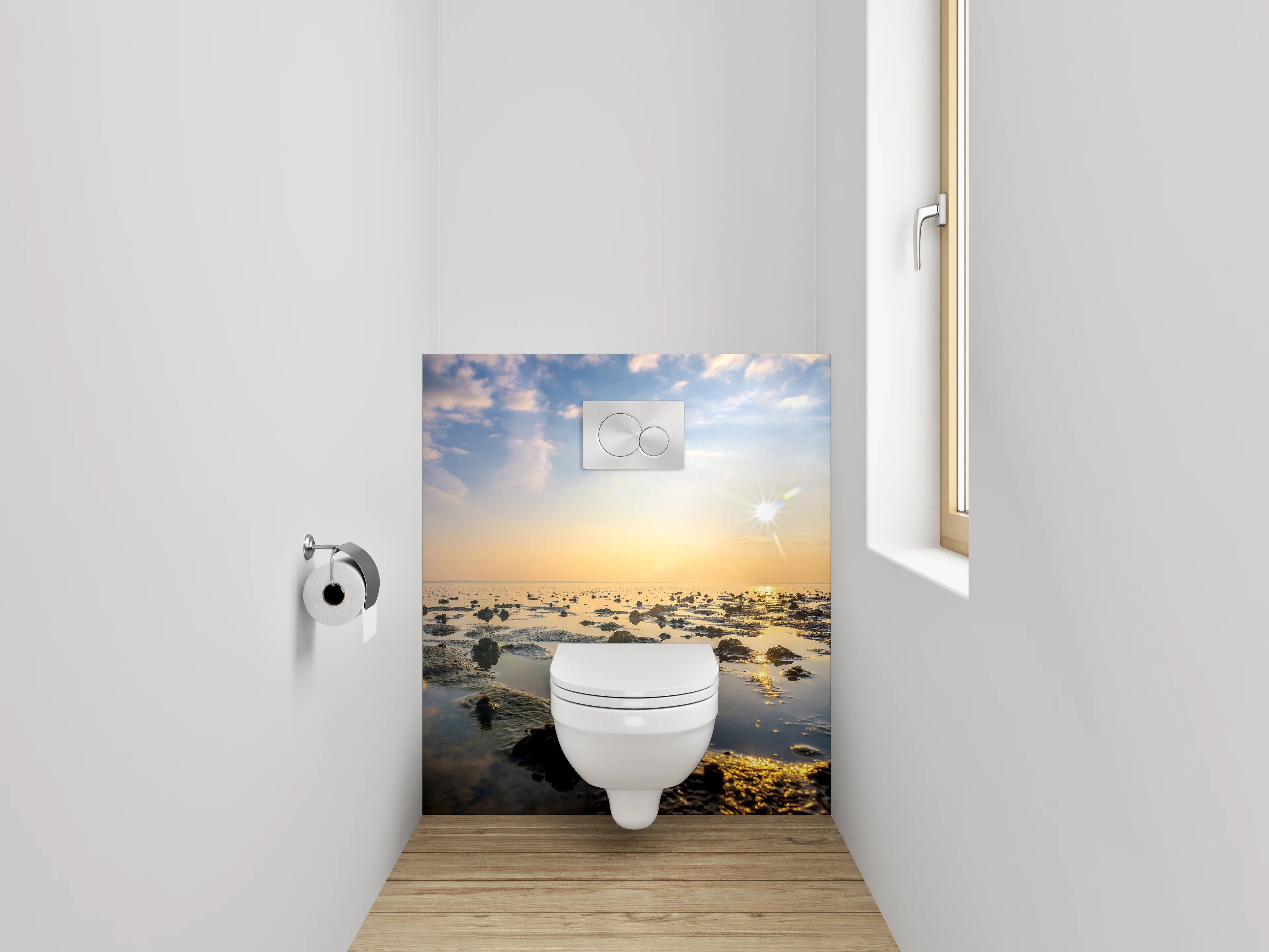 WC-Rückwand - Sonnenaufgang am Wattenmeer Fotomotiv