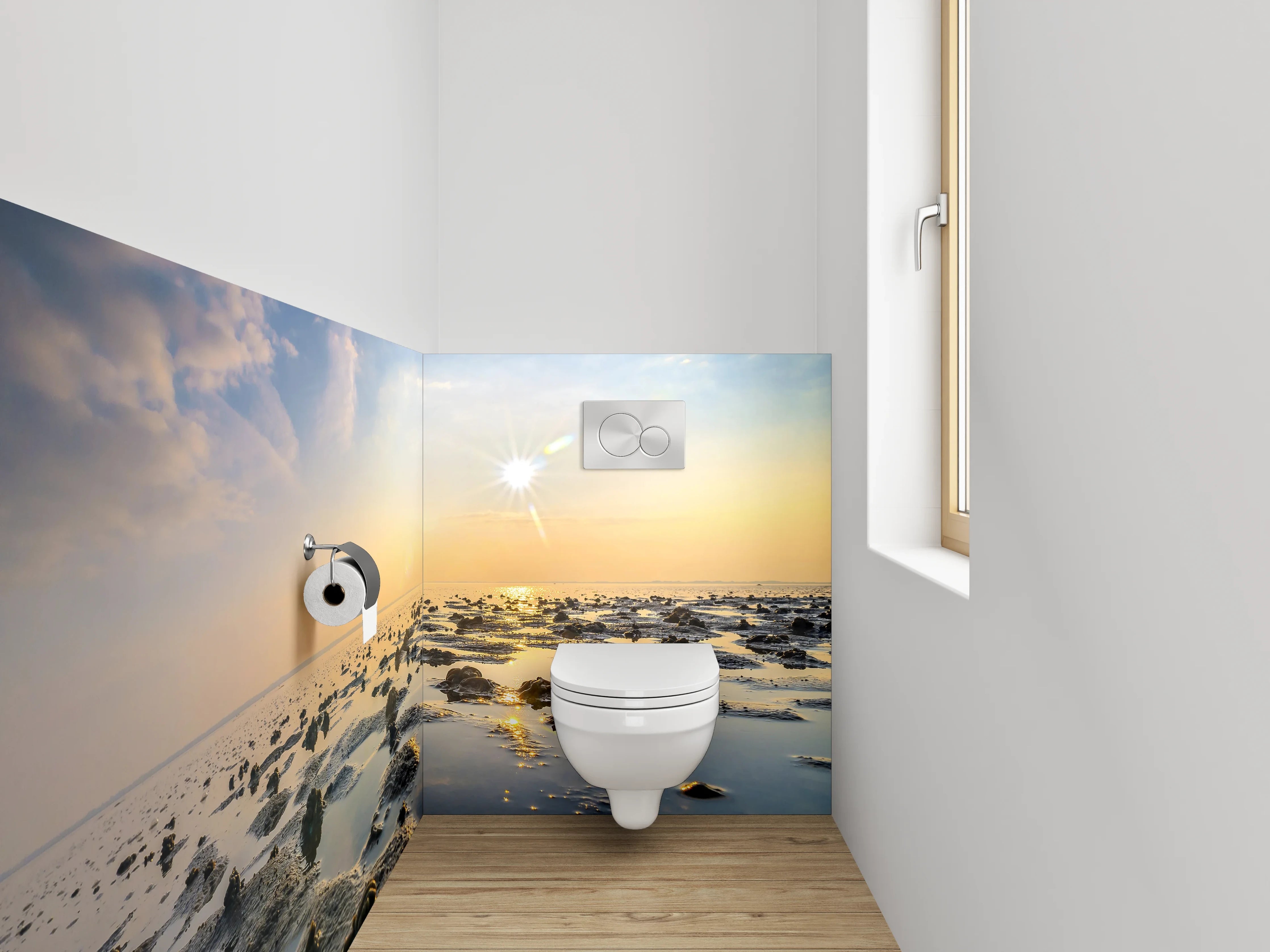WC-Rückwand - Sonnenaufgang am Wattenmeer Fotomotiv