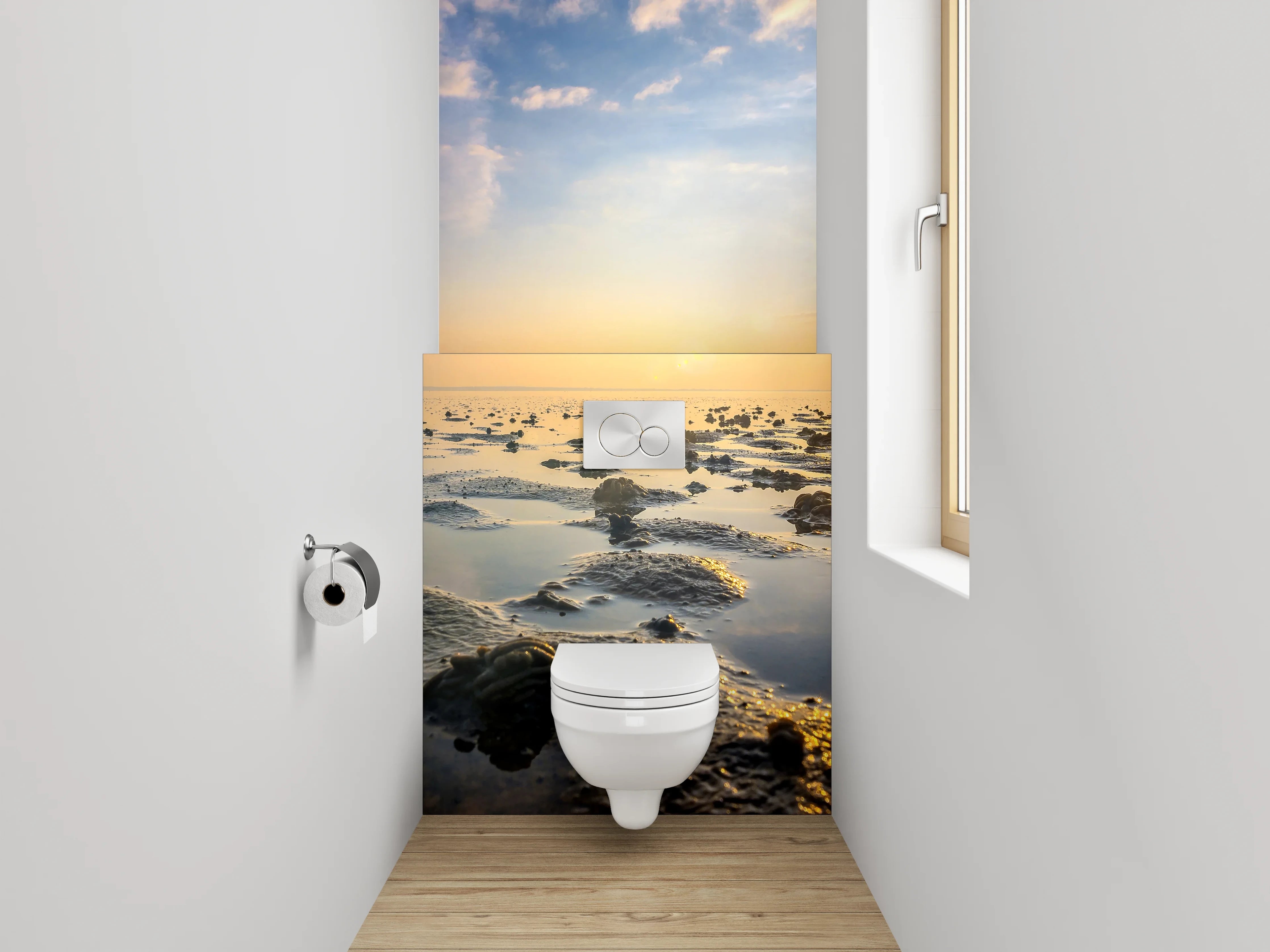 WC-Rückwand - Sonnenaufgang am Wattenmeer Fotomotiv