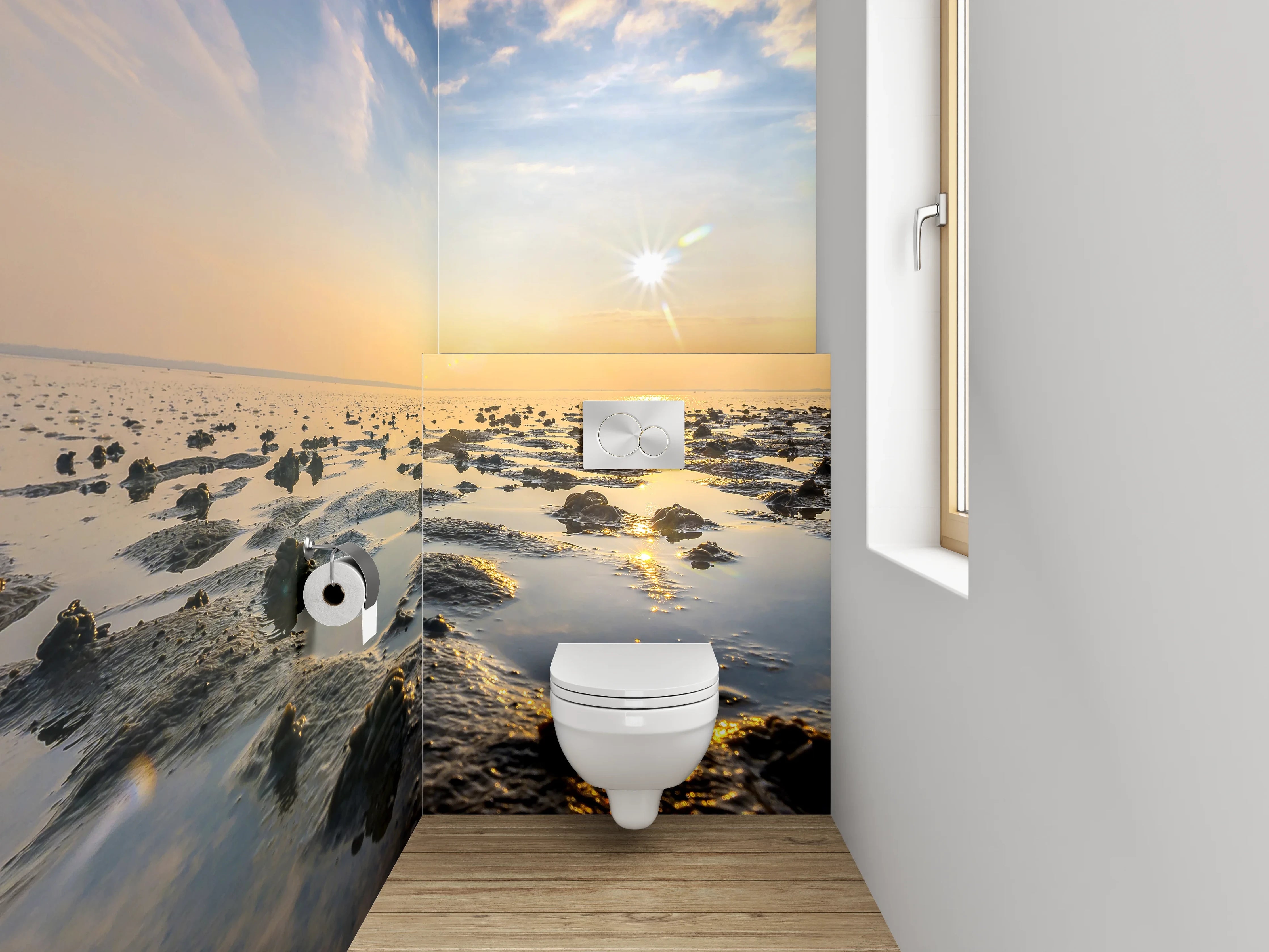 WC-Rückwand - Sonnenaufgang am Wattenmeer Fotomotiv