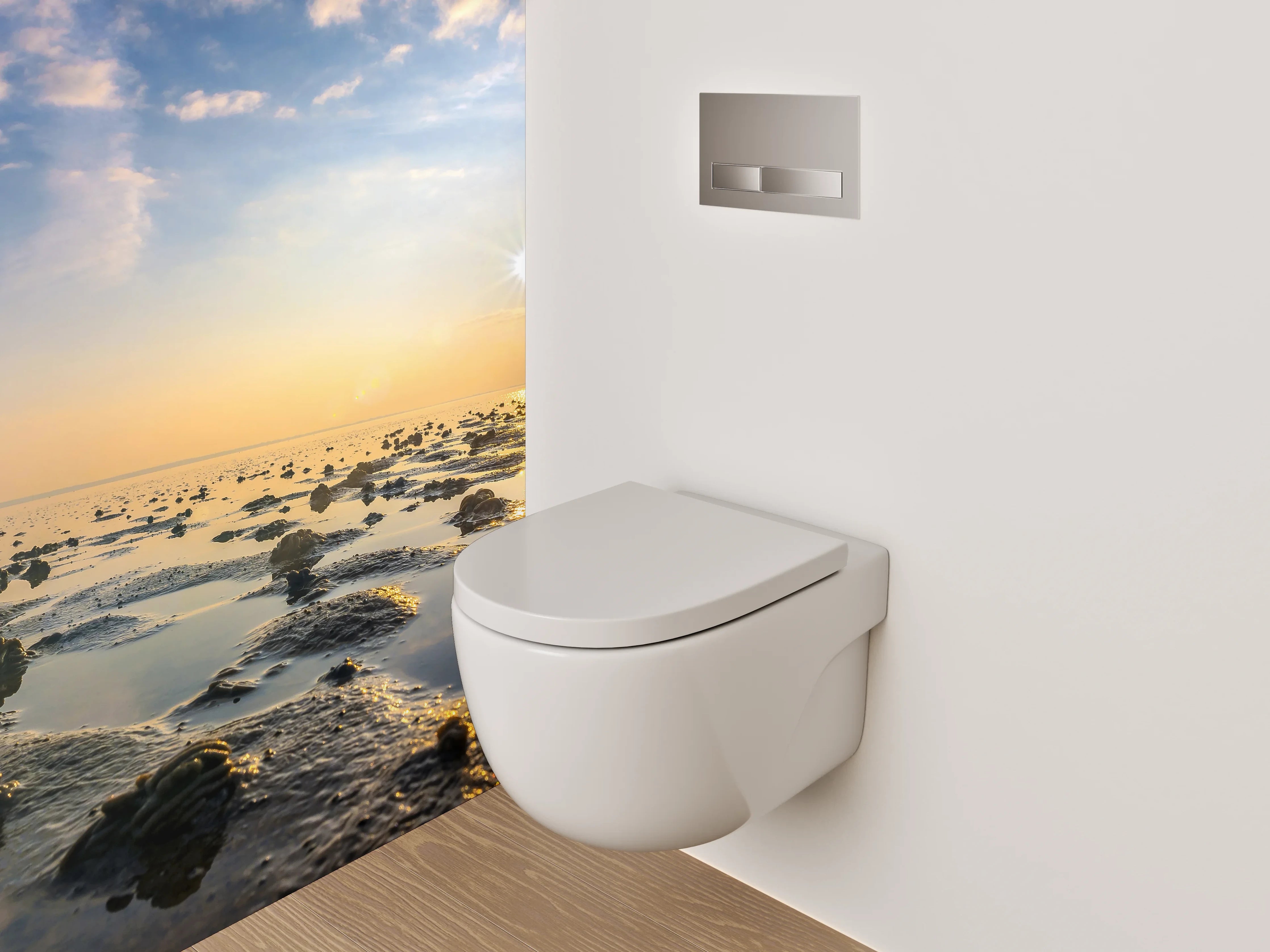 WC-Rückwand - Sonnenaufgang am Wattenmeer Fotomotiv