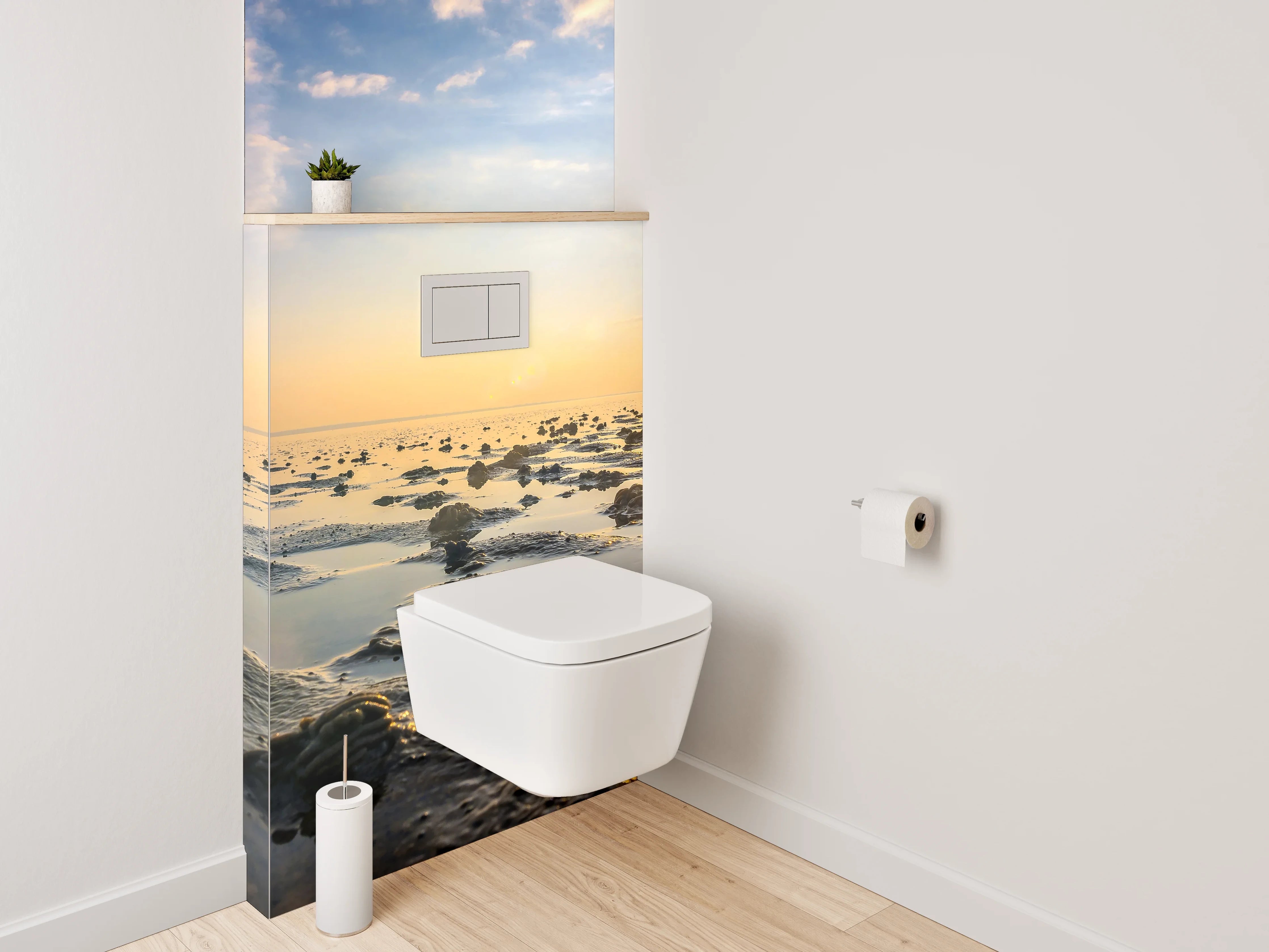 WC-Rückwand - Sonnenaufgang am Wattenmeer Fotomotiv