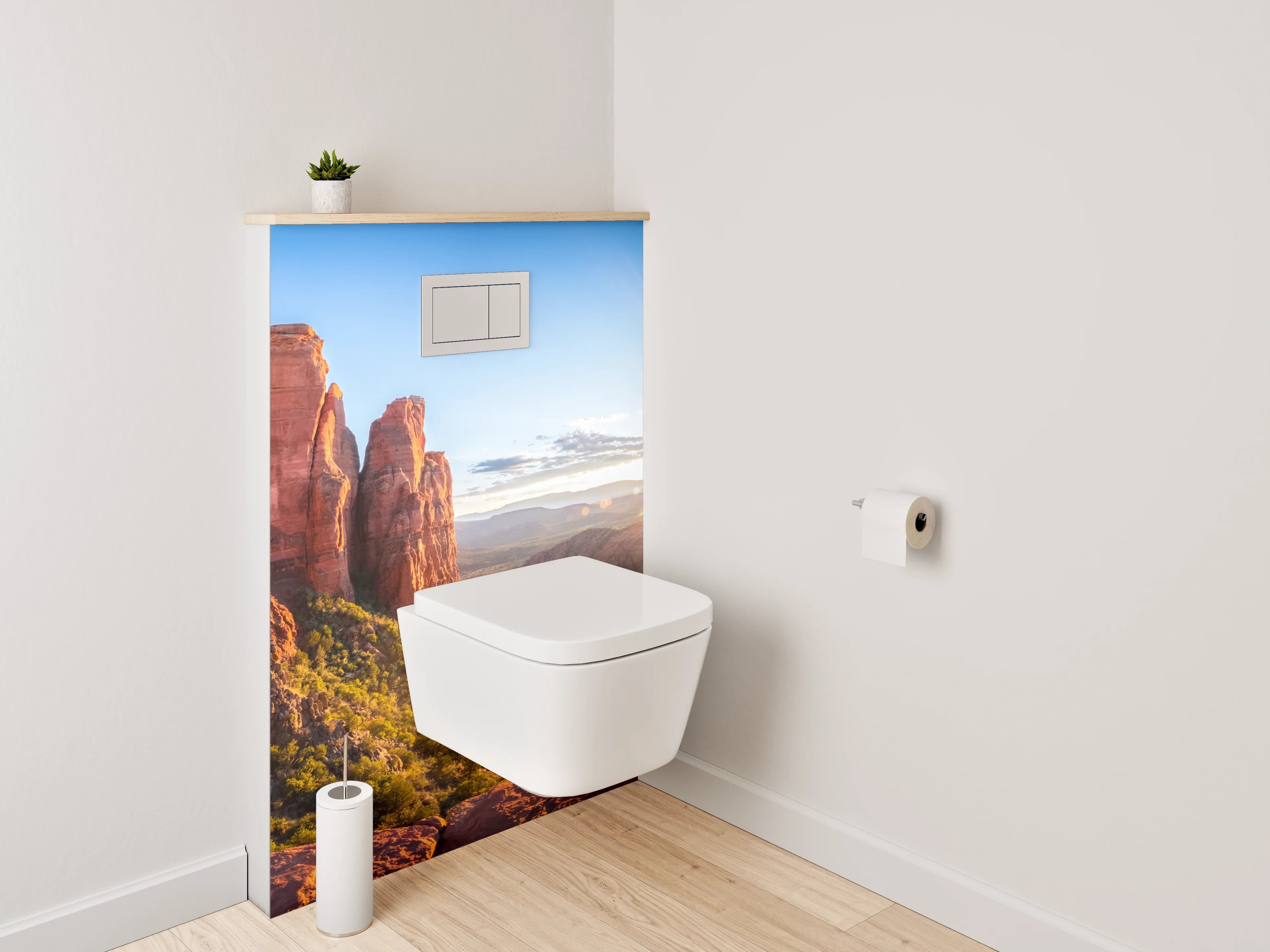 WC-Rückwand - Sonnenaufgang im Felsental Panorama
